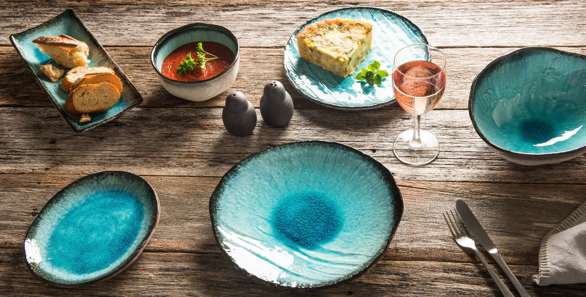 Plate Oval 18cm Sky Blue Glaze