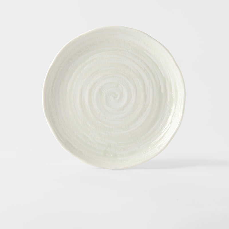 Side Plate 21.5cm White Spiral Glaze