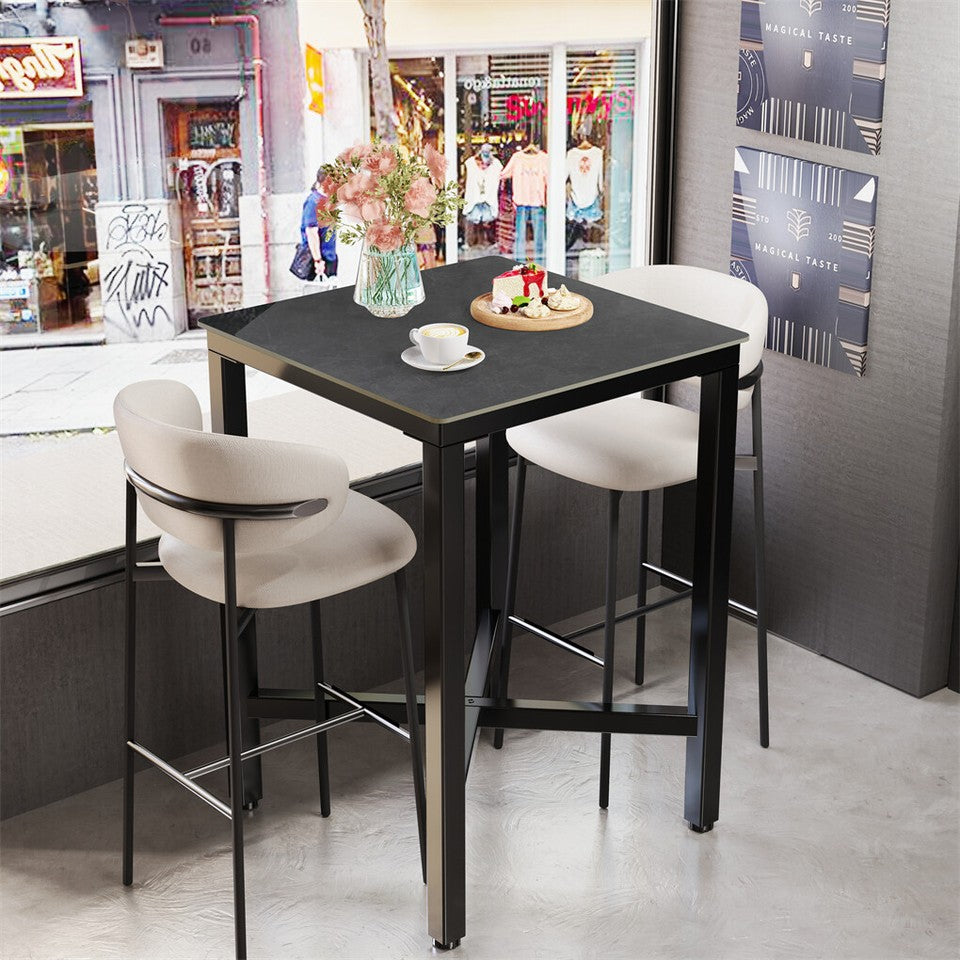 Tall Square Sintered Stone Bar Table