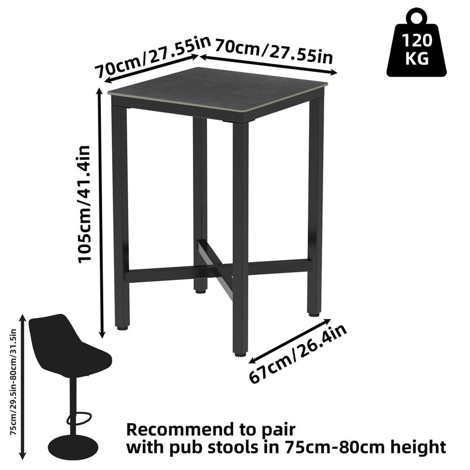 Tall Square Sintered Stone Bar Table