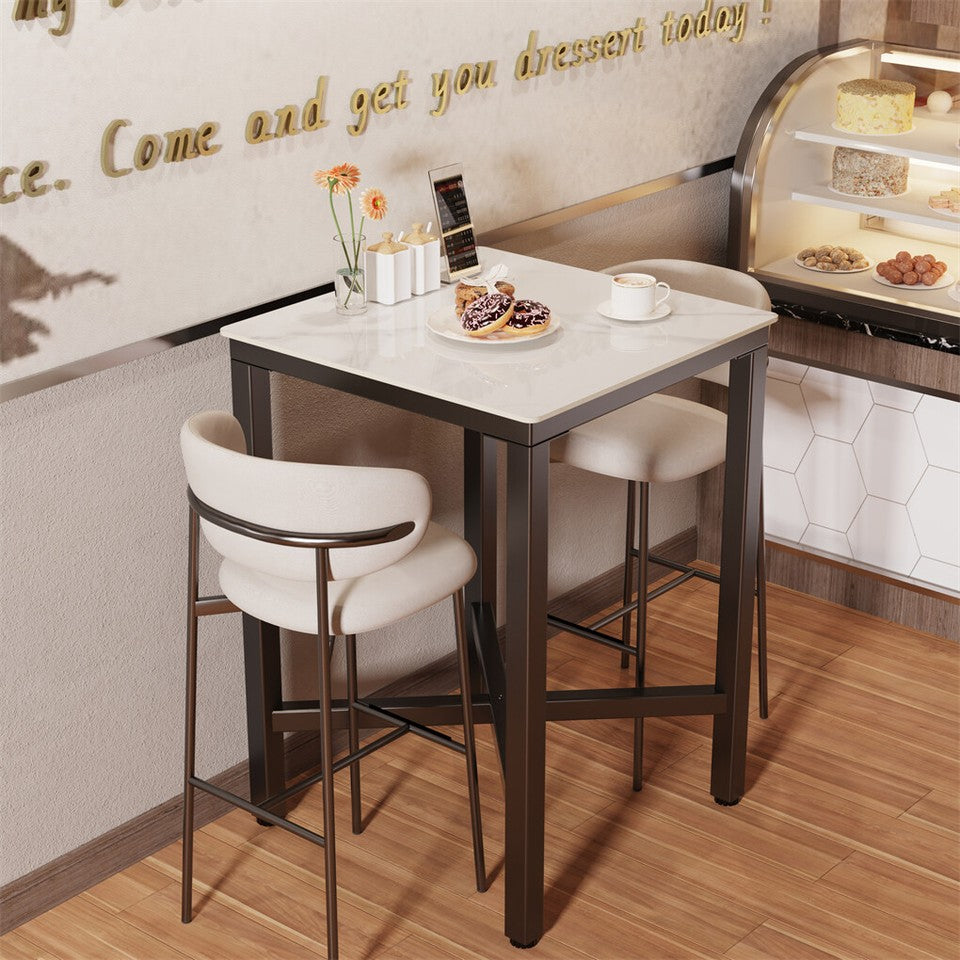 Tall Square Sintered Stone Bar Table