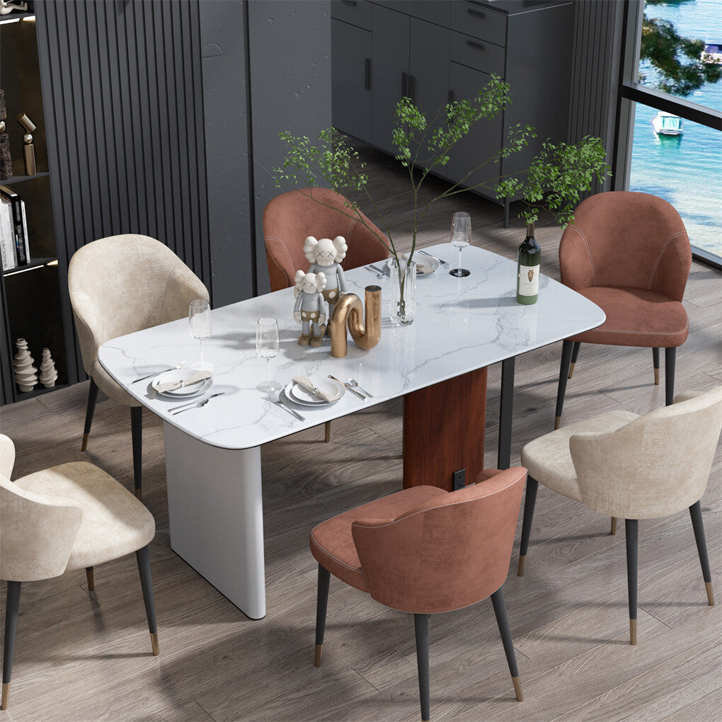 Upscale Marble Dining Table 4-6 Seat Rectangle Kitchen Table Robust Table Bases