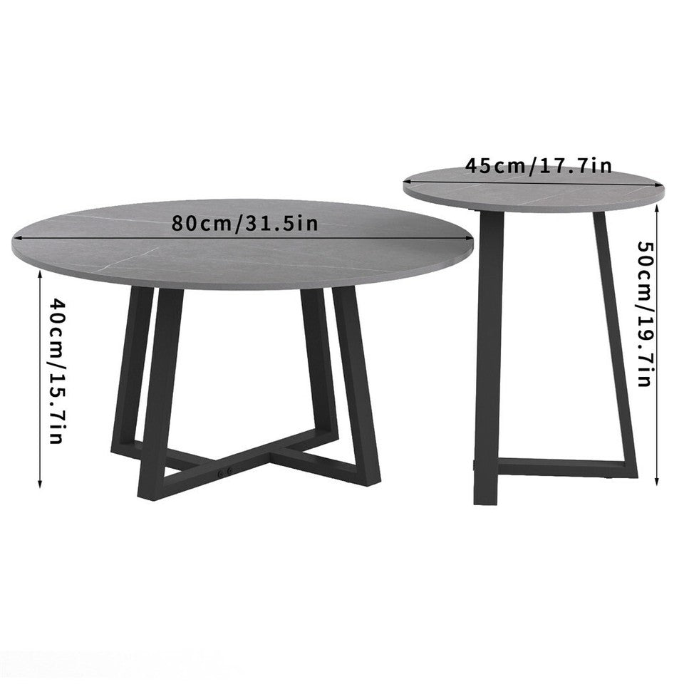 Set of 2 Grey Sintered Stone Tables
