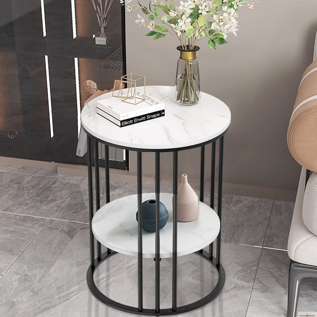 Solid Marble Sofa Side Coffee Table Bedside Storage Display Table Plant Stand