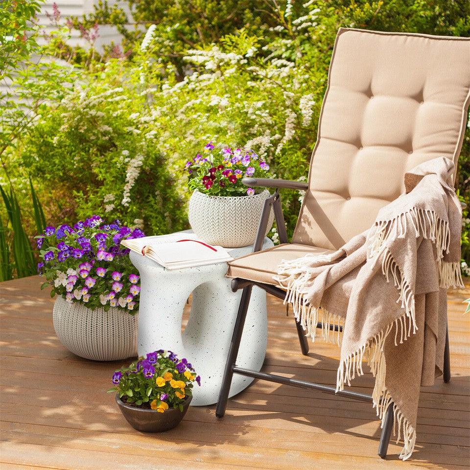 U-Shaped Terrazzo Concrete Outdoor Stool