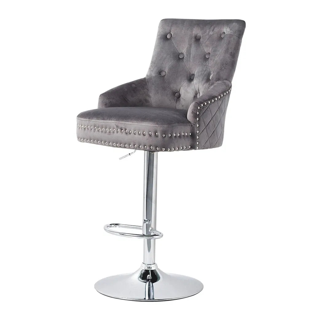 Elegant Swivel Bar Stool Velvet Airlift Counter Height Bar Kitchen Dining Chair - 1 unit