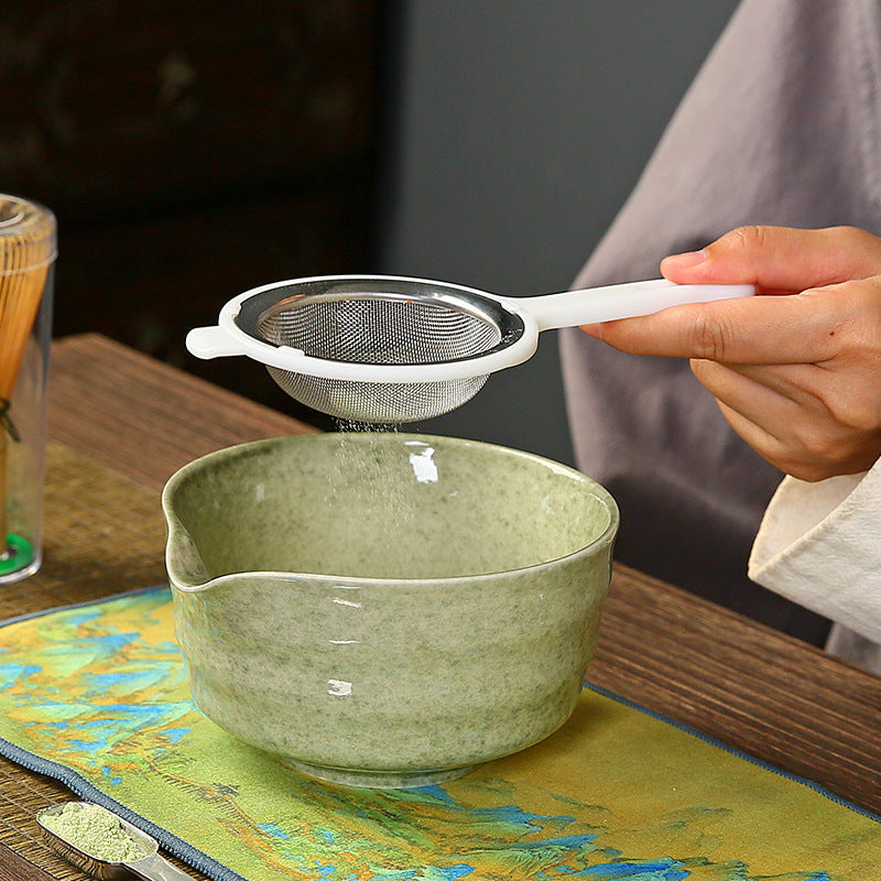 Blue and white Complete Matcha Tea Ceremony Set - 4-Piece Japanese Traditional Whisk, Bowl, Whisk Holder & Scoop for Authentic Preparation at Home