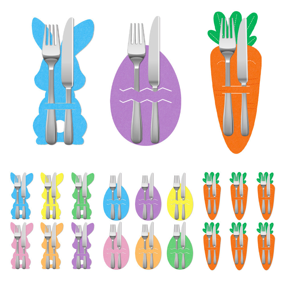 Easter egg 18-Piece Easter Cutlery Holders Set – 3 Identical Sets of 6, Festive Tableware Decor for Holiday Dining and Party Use