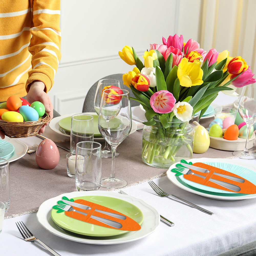 Easter egg 18-Piece Easter Cutlery Holders Set – 3 Identical Sets of 6, Festive Tableware Decor for Holiday Dining and Party Use