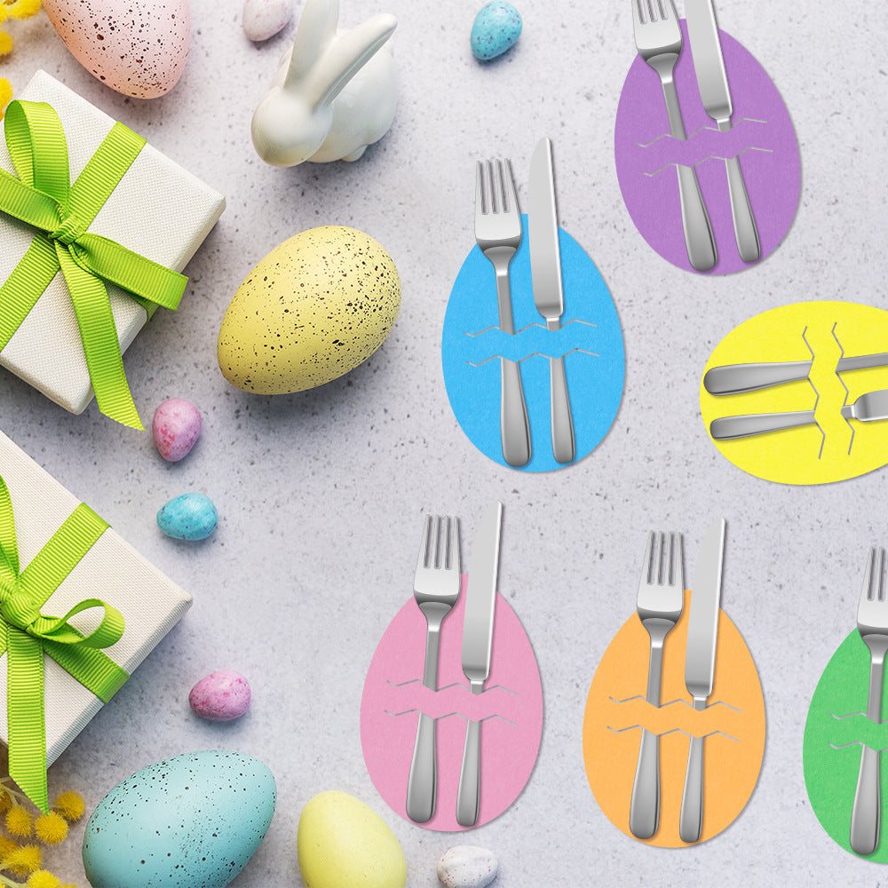 Easter egg 18-Piece Easter Cutlery Holders Set – 3 Identical Sets of 6, Festive Tableware Decor for Holiday Dining and Party Use