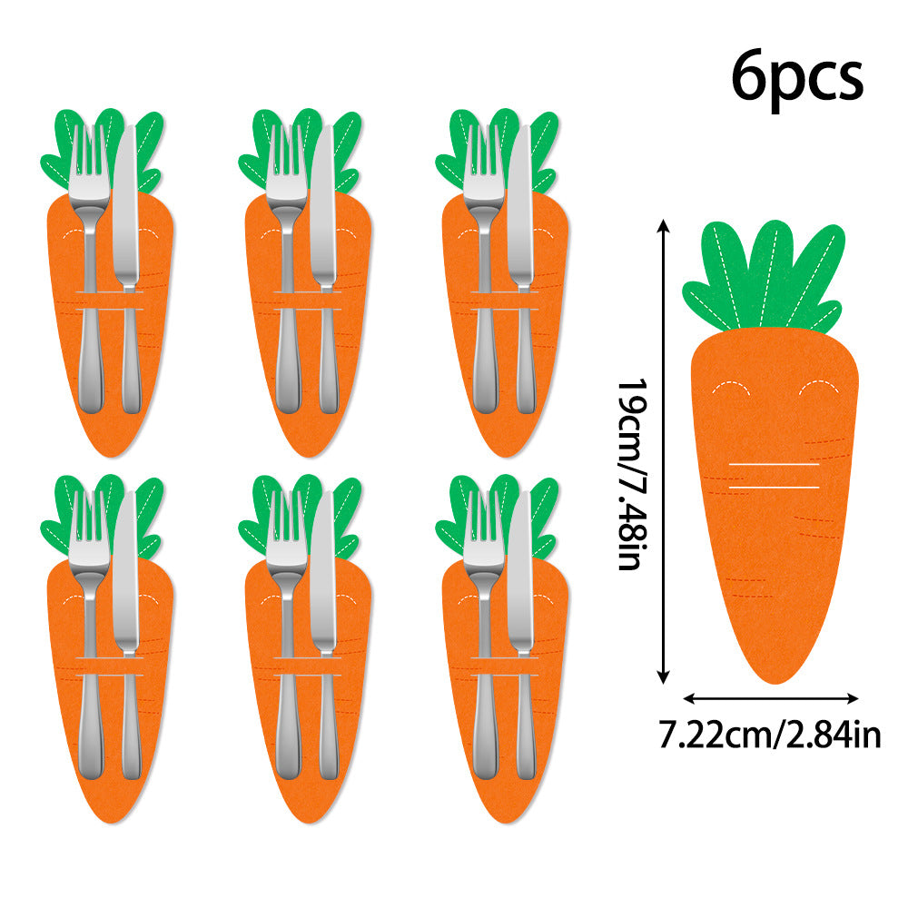Carrot 18-Piece Easter Cutlery Holders Set – 3 Identical Sets of 6, Festive Tableware Decor for Holiday Dining and Party Use