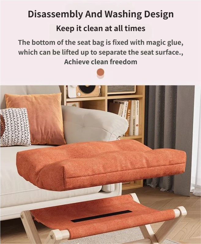 White Foldable Ottoman & Padded Footstool with Velcro Stability - Cotton Linen Portable Office Leg Rest & Entryway Shoe Stool