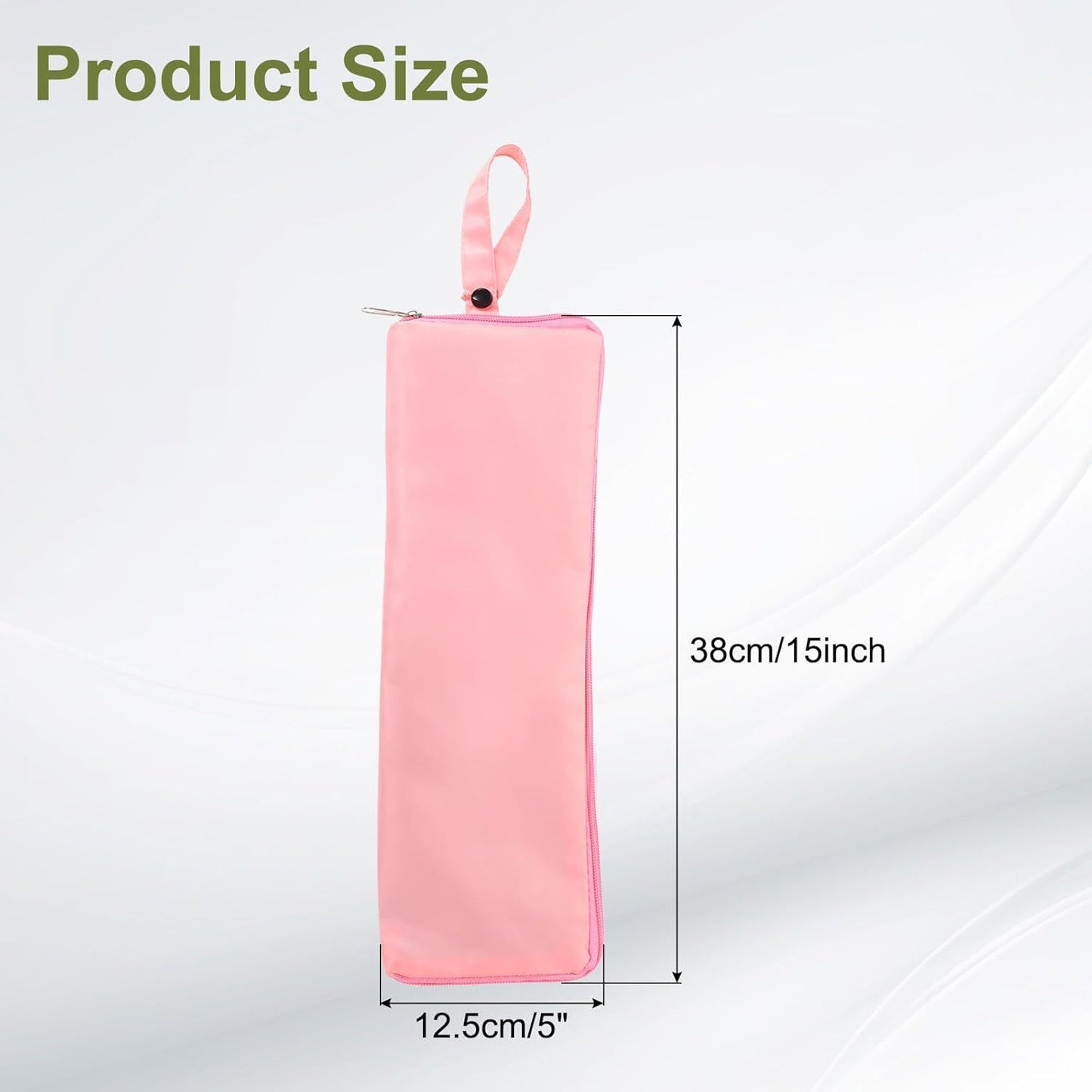 2-Pack Foldable Waterproof Umbrella Storage Sleeve with Zippers, Carry Handle and Absorbent Microfiber Lining - Reusable Hanging Umbrella Pouch for Home Office School Travel and Car Use, Pink 15 x 5 inch