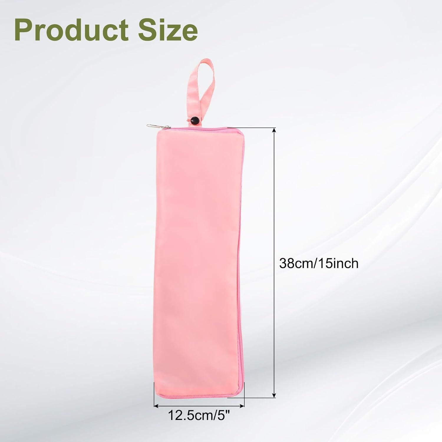 2-Pack Foldable Waterproof Umbrella Storage Sleeve with Zippers, Carry Handle and Absorbent Microfiber Lining - Reusable Hanging Umbrella Pouch for Home Office School Travel and Car Use, Black 15 x 5 inch
