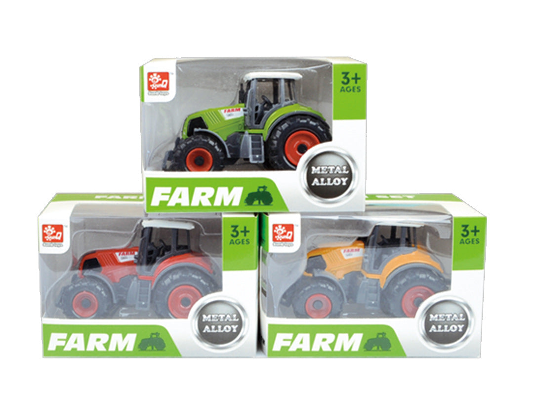 3x DIECAST METAL FARM TRACTORS RED YELLOW GREEN