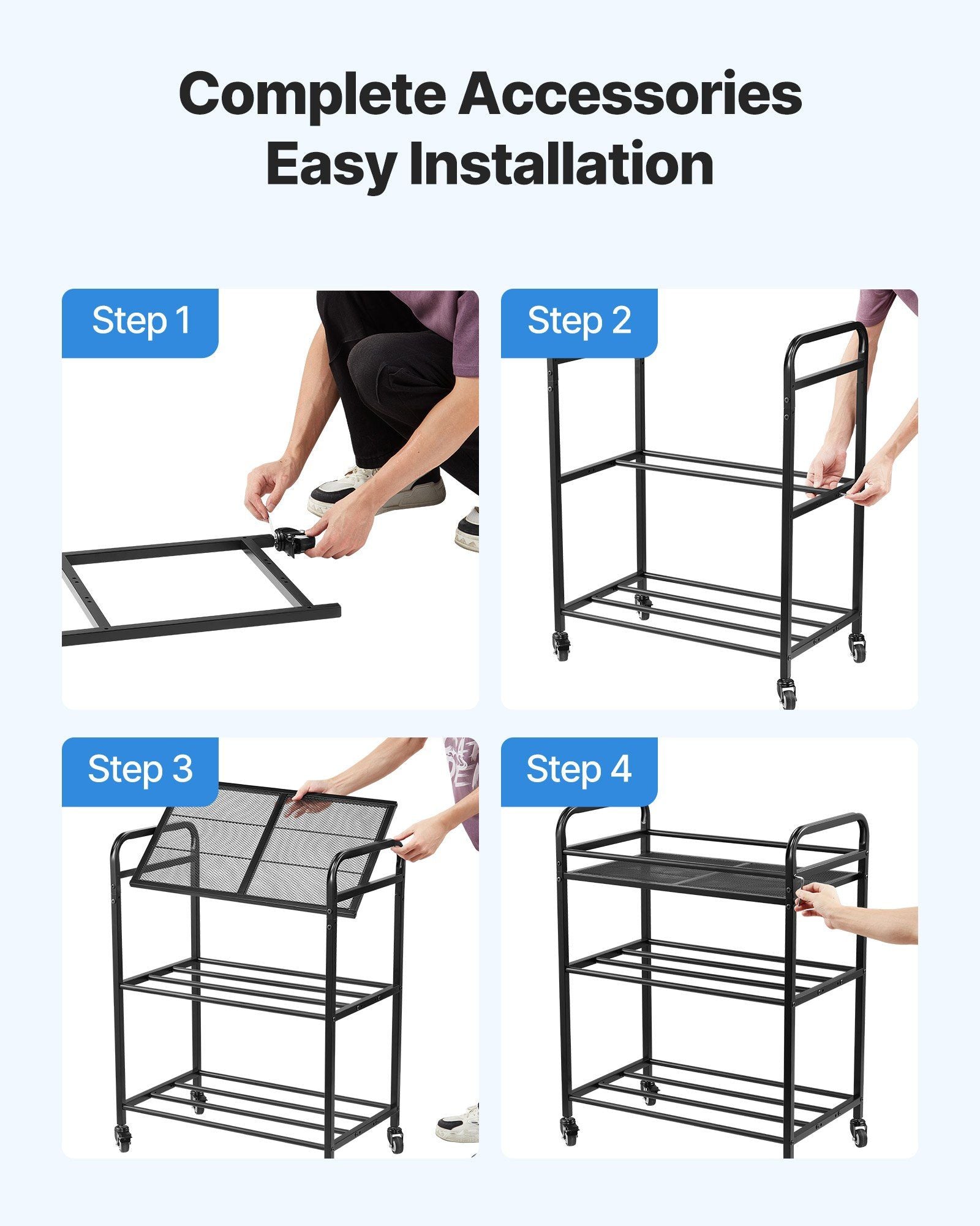 3D Printer Filament Storage Rack, 3 Tier Heavy Duty Storage Shelf, Rolling Filament Spool Holders Racks with Wheels, Filaments Organzied for 3D Printing Station, Office, Workshop (Shelf Only)