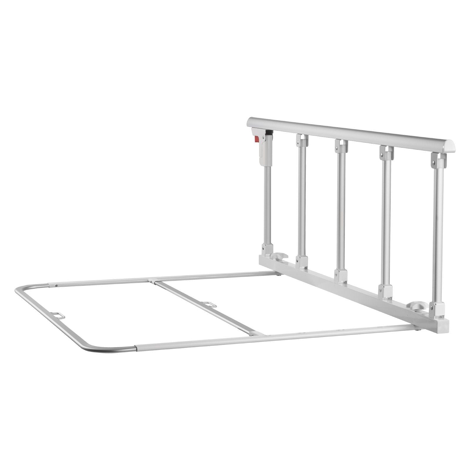 Foldable Bed Rail for Elderly, 122 cm Bedside Assist Rail with Fixing Strap, Adjustable Height Pipe Bedside Cane, High-Strength Metal Senior Bed Bar, Hand Guard Grab Fits King, Queen, Full, Twin