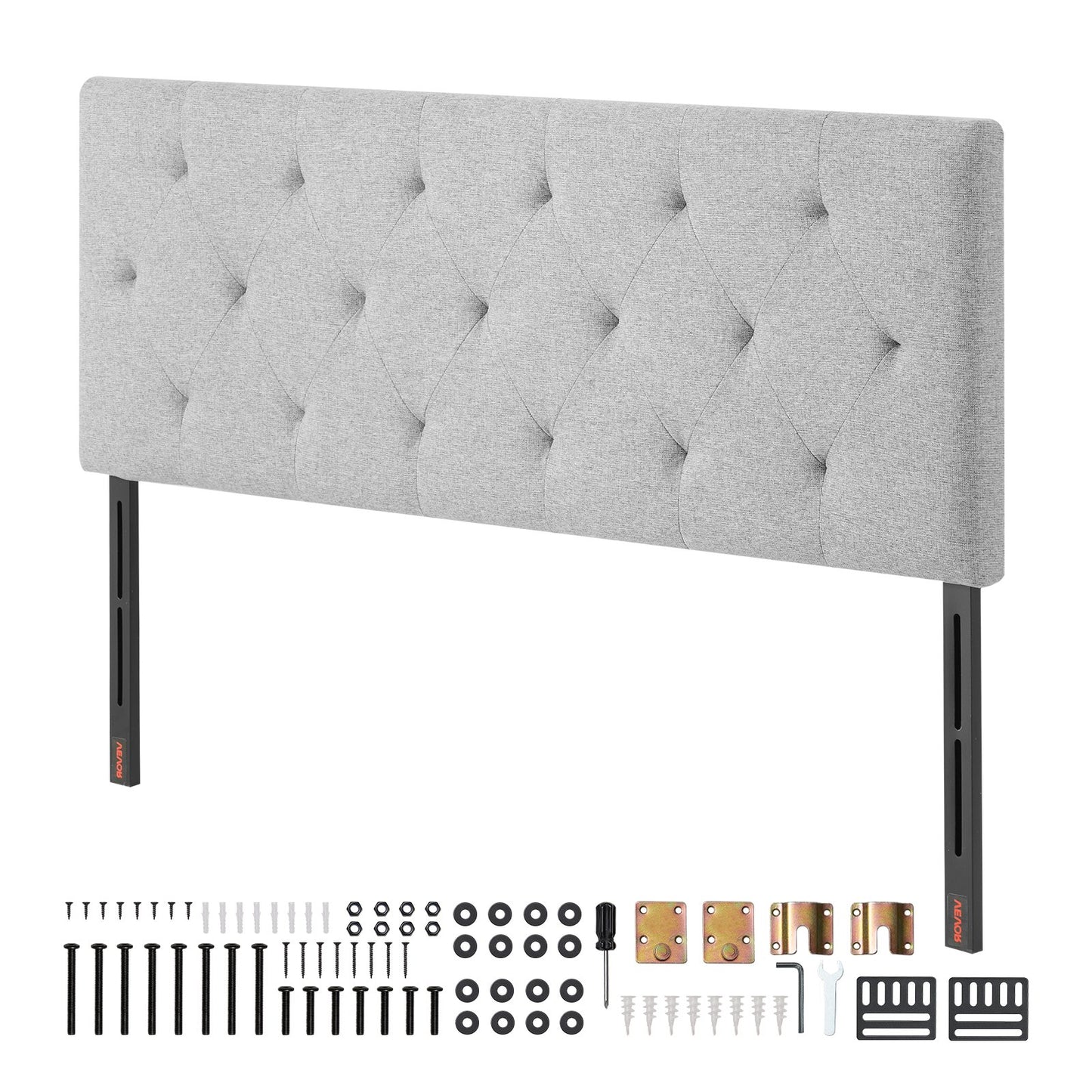 Headboard, Full Size Headboard with Adjustable Height, Comfortable Diamond Tufted for Full Size Bed, W 56.3 x H（35.6-47.4）inches, Ideal for Bedroom, Hotel, Homestay, Dormitory, Light Grey