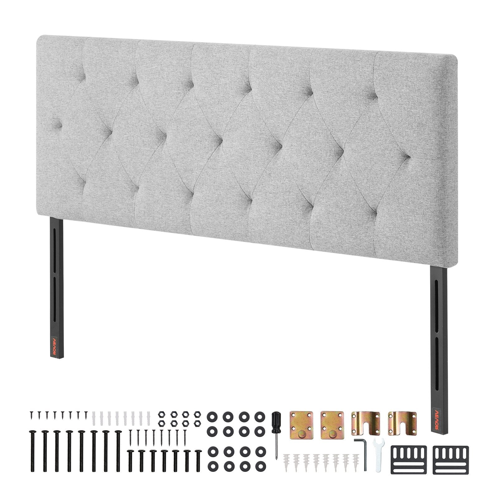 Headboard, Full Size Headboard with Adjustable Height, Comfortable Diamond Tufted for Full Size Bed, W 56.3 x H（35.6-47.4）inches, Ideal for Bedroom, Hotel, Homestay, Dormitory, Light Grey