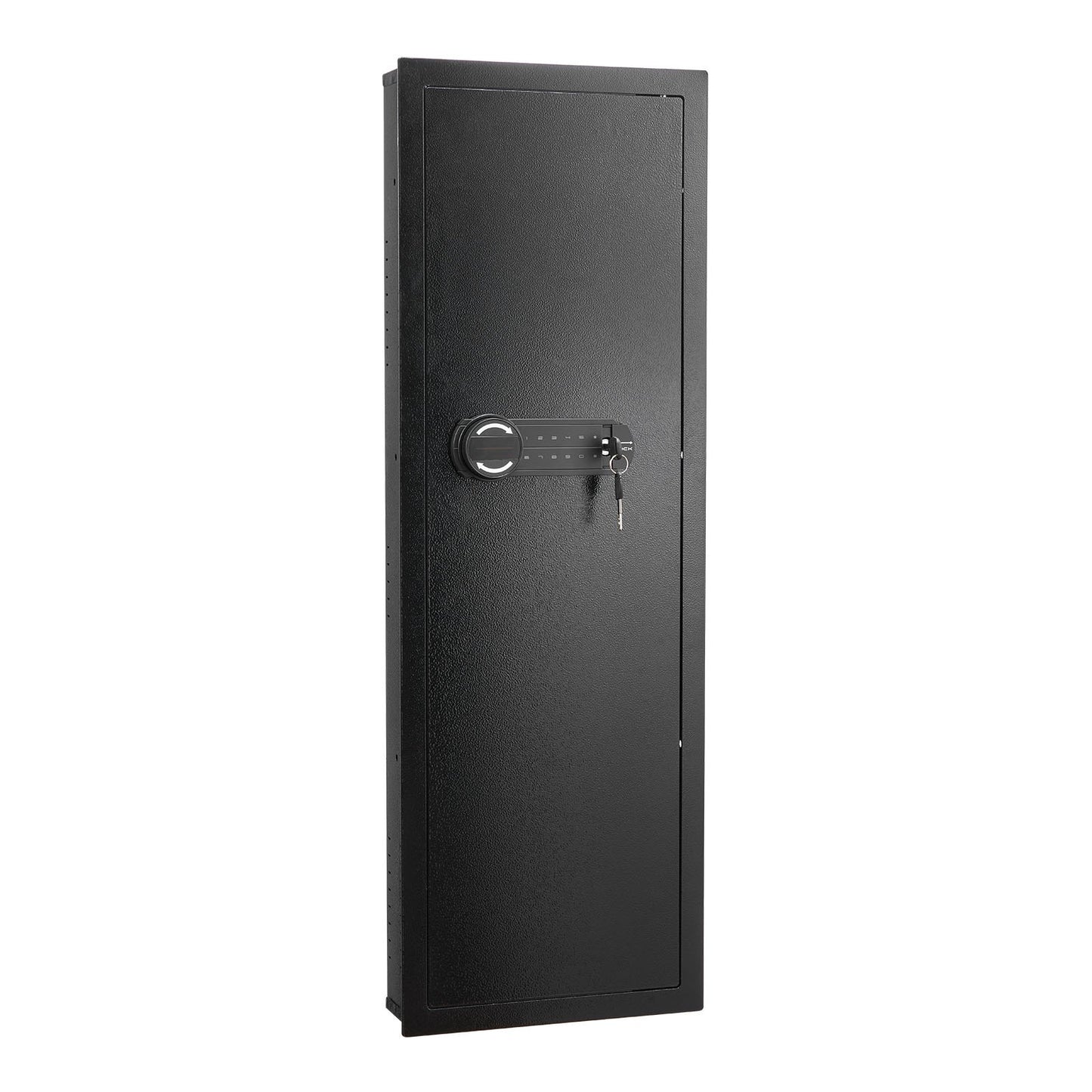 Wall Safe, 4-Tier Hidden Wall Mounted Gun Safe with Password & Key, Q235 Cold-Rolled Steel In-Wall Box with LED Lighting, 3 Adjustable Shelves & Key Holders for Money, Jewelry, Passport, Black