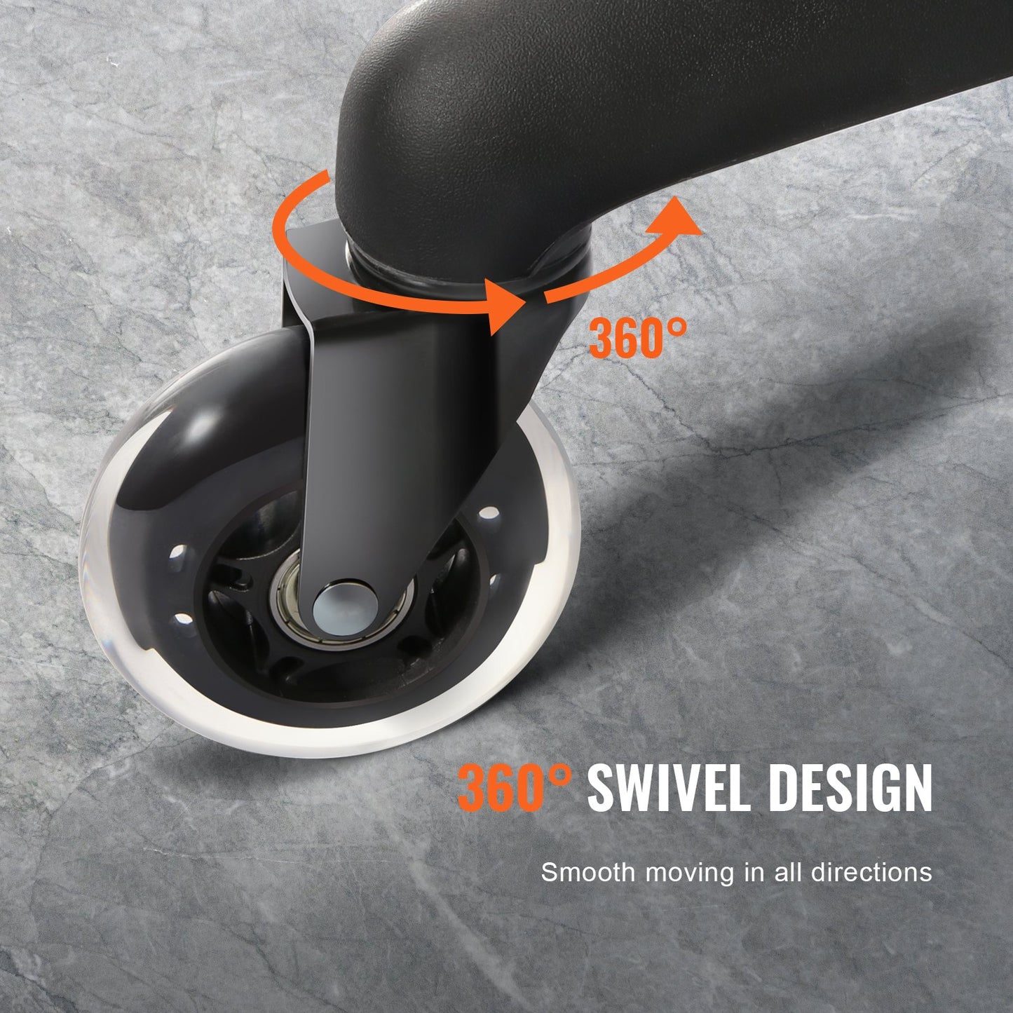 Office Chair Wheels, Set of 5, 76.2 mm Caster Wheels Replacement for Hardwood Floors and Carpet, Heavy Duty Computer Gaming Desk Casters with 59 kg Load Capacity, Universal Fit for Most Chairs