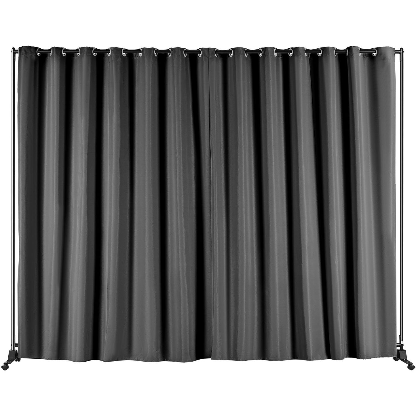 Room Divider, 8 ft x 10 ft (96 x 120inch) Portable Panel Room Divider with Wheels Curtain Divider Stand, Room Divider Privacy Screen for Office, Bedroom, Dining Room, Study, Black