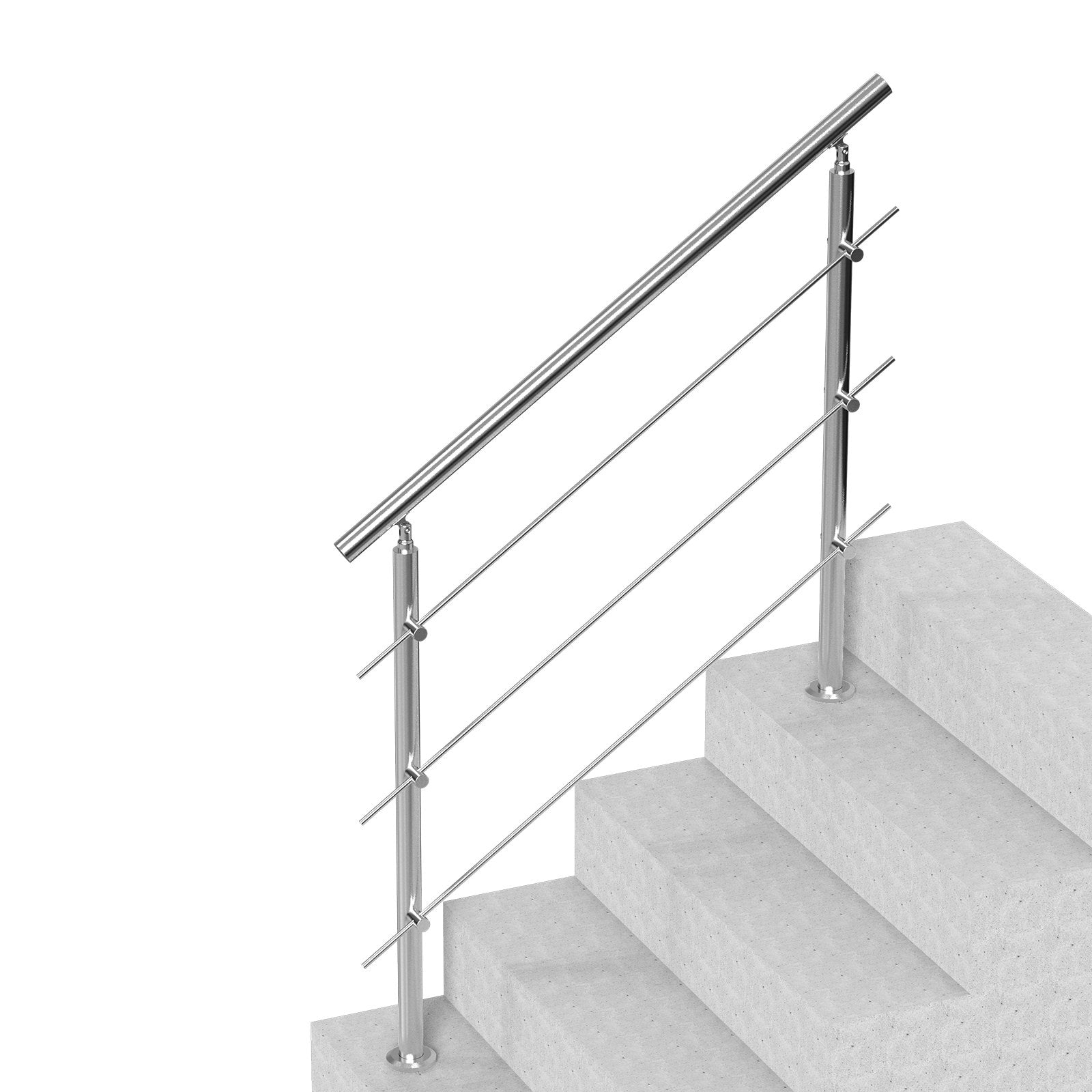 47.2in Handrails for Outdoor Steps 3 Crossbars Staircase for Porch Deck