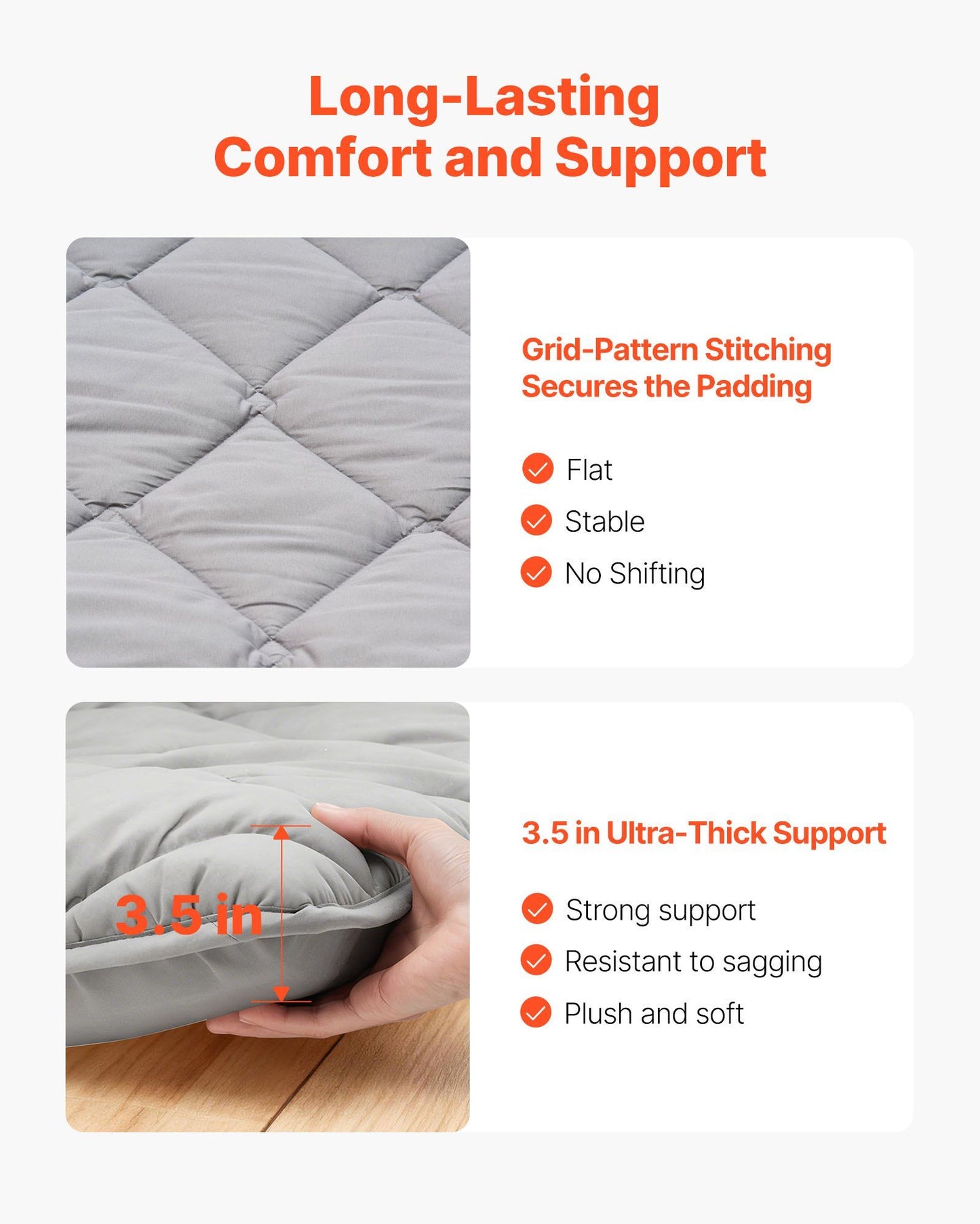Japanese Tatami Mat, Full Size Foldable Japanese Tatami Mattress, Futon Mattress with Storage Bag & Fastener, 9-Layer Floor Mat for Sleeping, Dorm, Meditation, Yoga, 2032 x 1372 x 89 mm, Gray