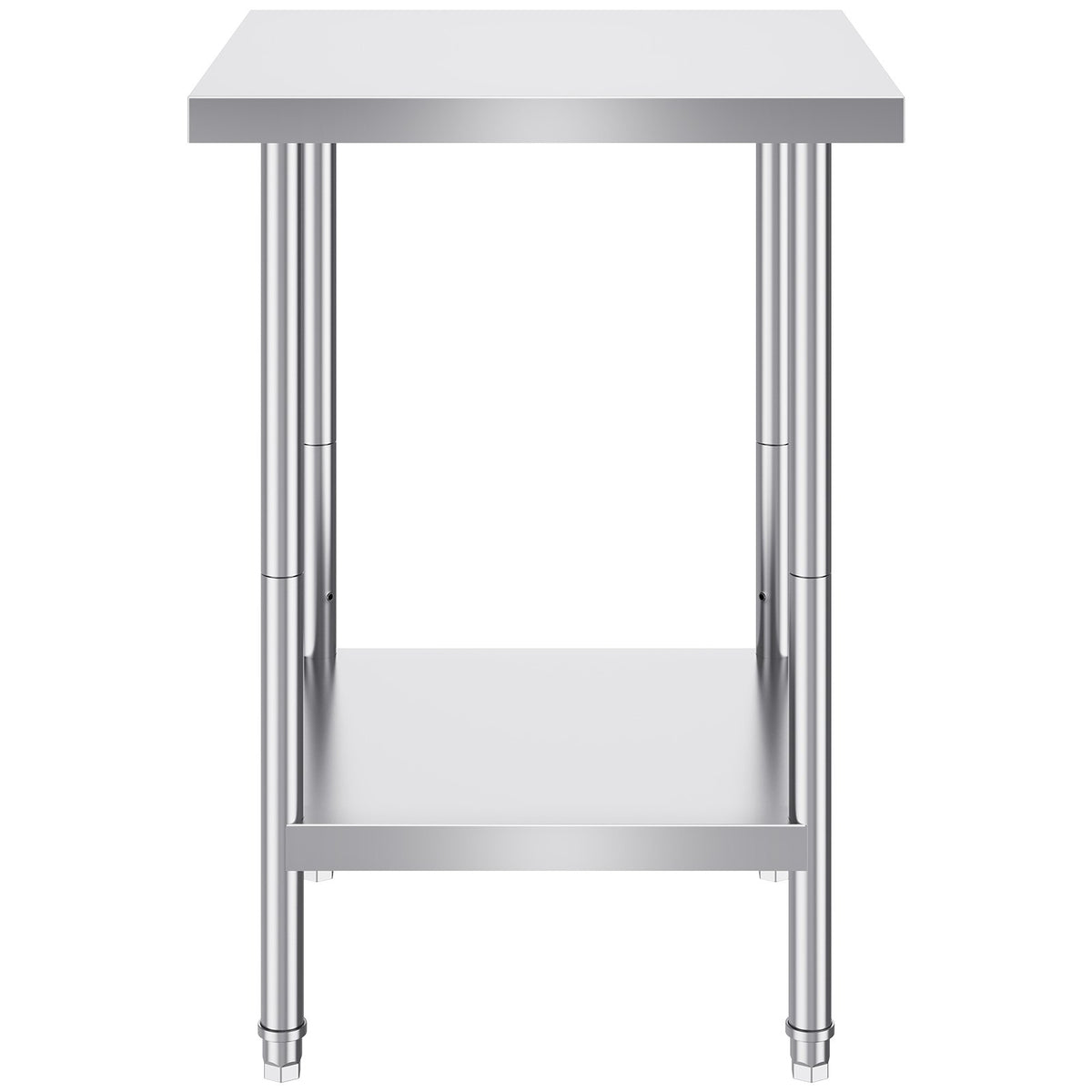 Stainless Steel Prep Table, 24 x 24 x 34 Inch, Heavy Duty Metal Worktable with 3 Adjustable Height Levels, Commercial Workstation for Kitchen Garage Restaurant Backyard