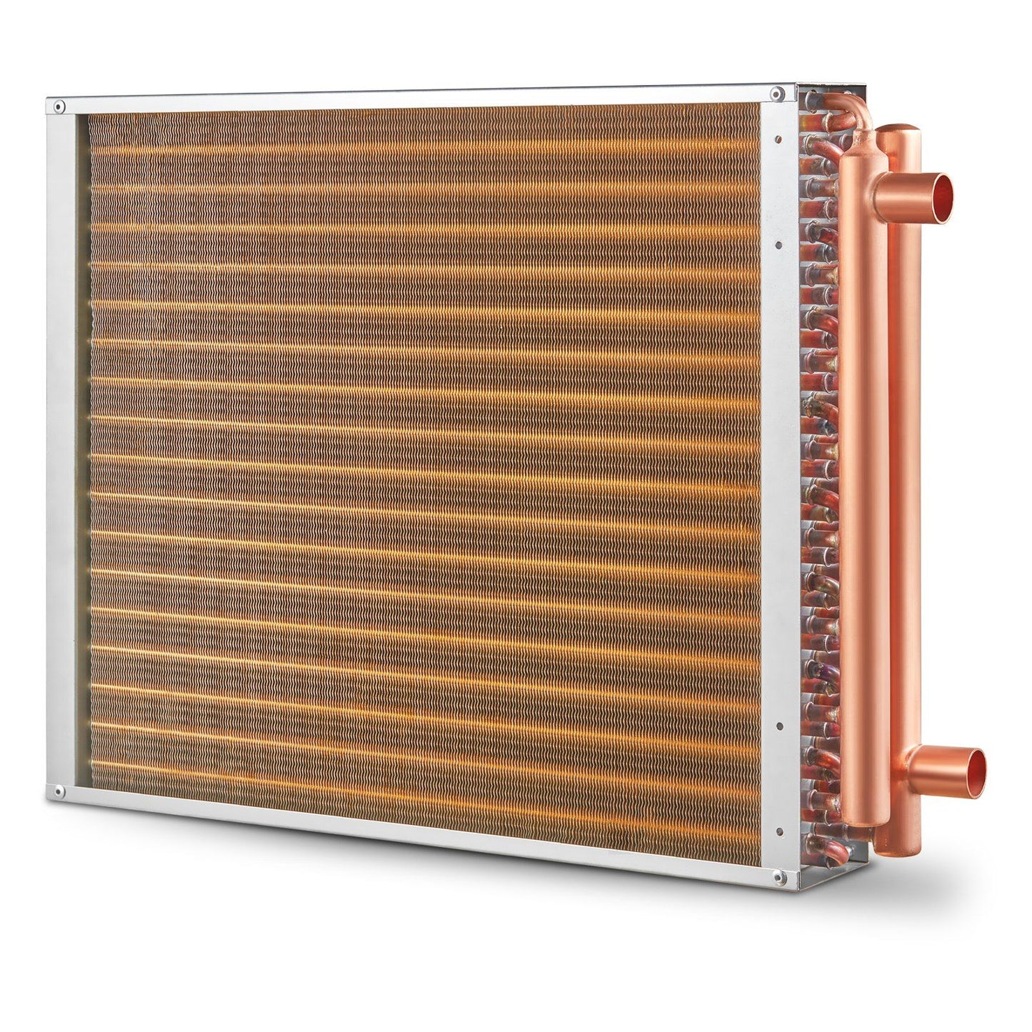 Heat Exchanger Water to Air, 18"x 20" with 3-Row 3/8" Copper Ports, 242 Aluminum Fins Heat Exchanger for Outdoor Wood Furnaces, Residential Heating and Cooling, and Forced Air Heating