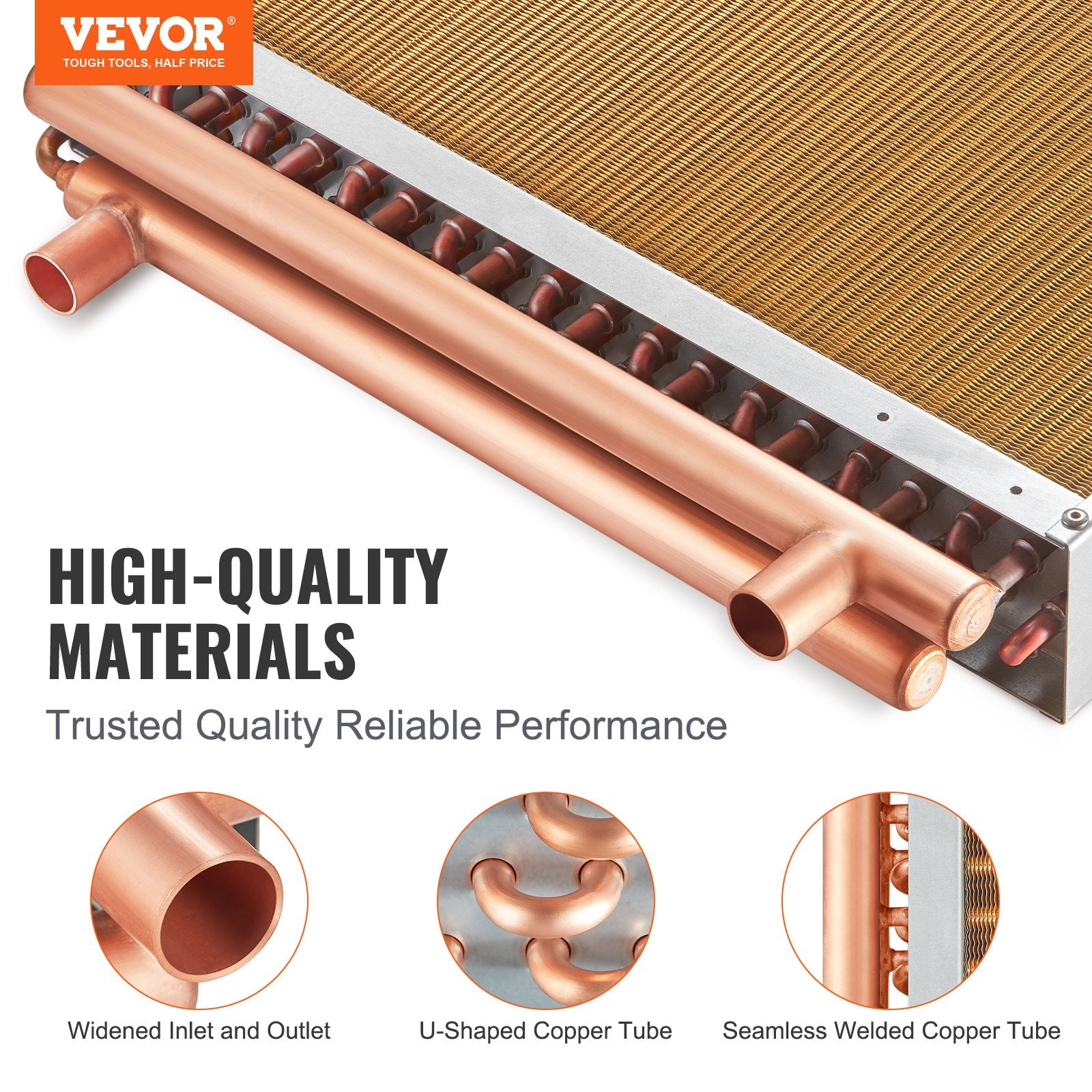 20"x 20" Heat Exchanger Water to Air 3-Row 3/8" Copper Ports 242 Fins