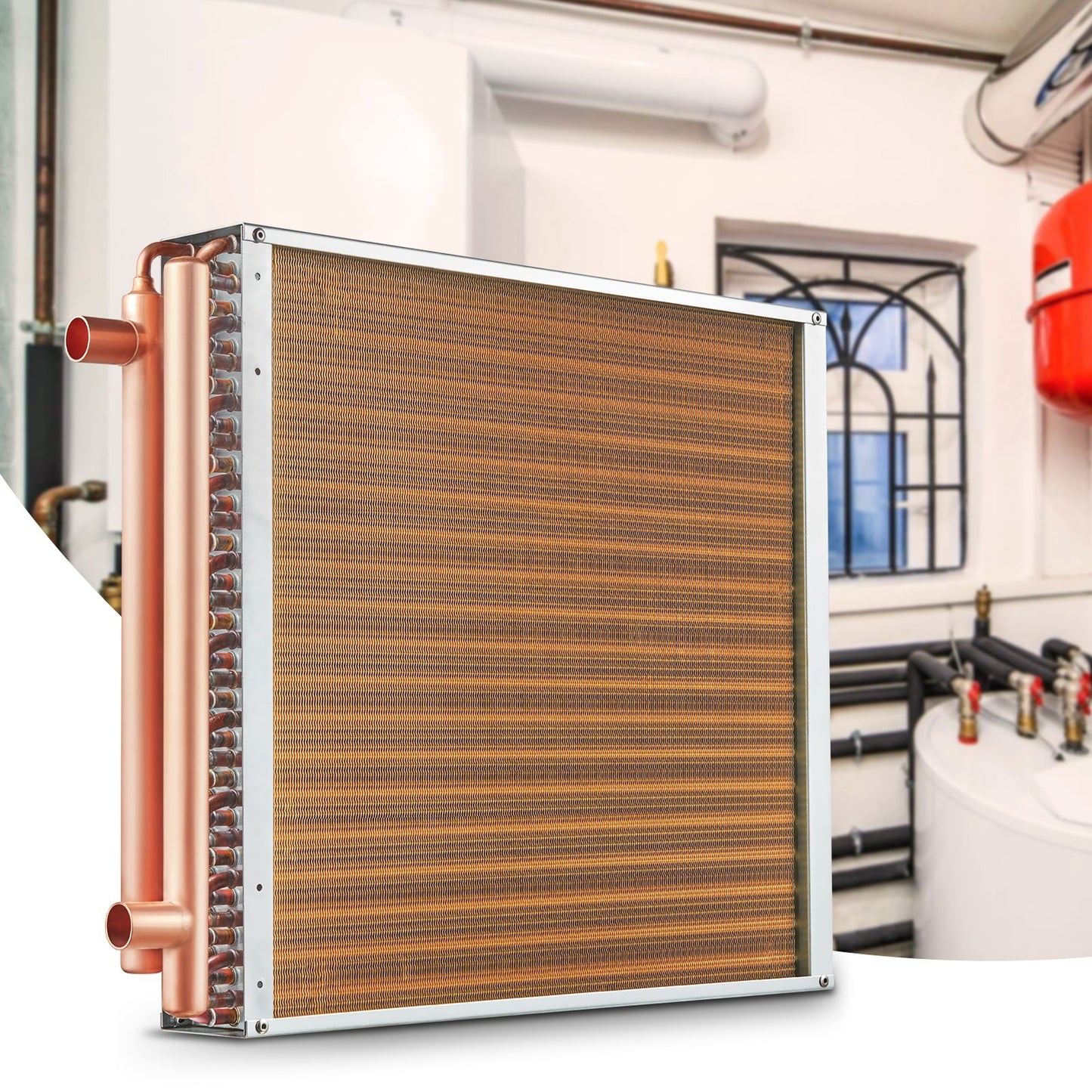 20"x 20" Heat Exchanger Water to Air 3-Row 3/8" Copper Ports 242 Fins