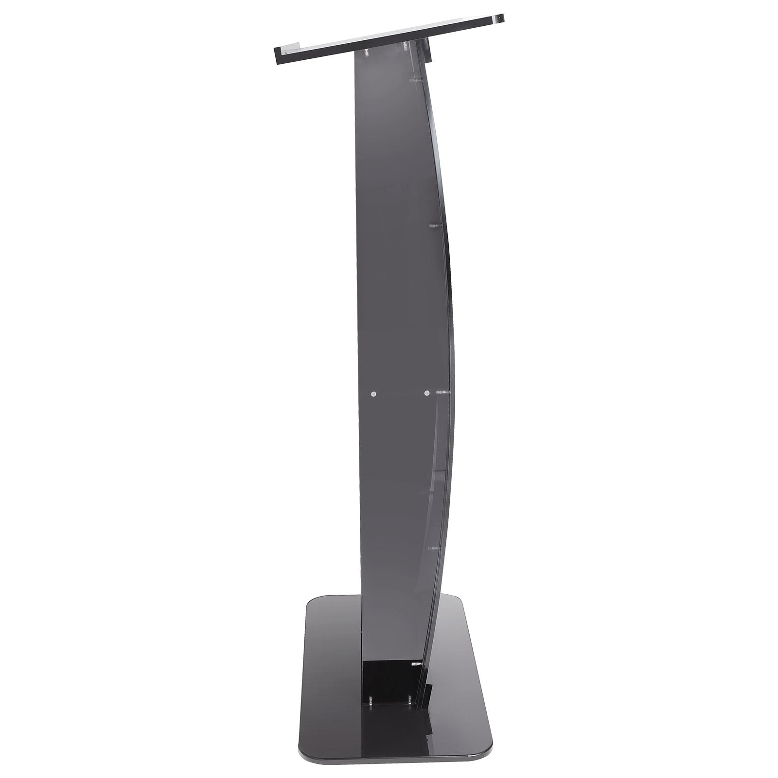 Acrylic Podium, 47" Tall, Acrylic Podium Stand with Wide Reading Surface & Storage Shelf, Floor-standing Clear Pulpits Acrylic for Church Office School, Black