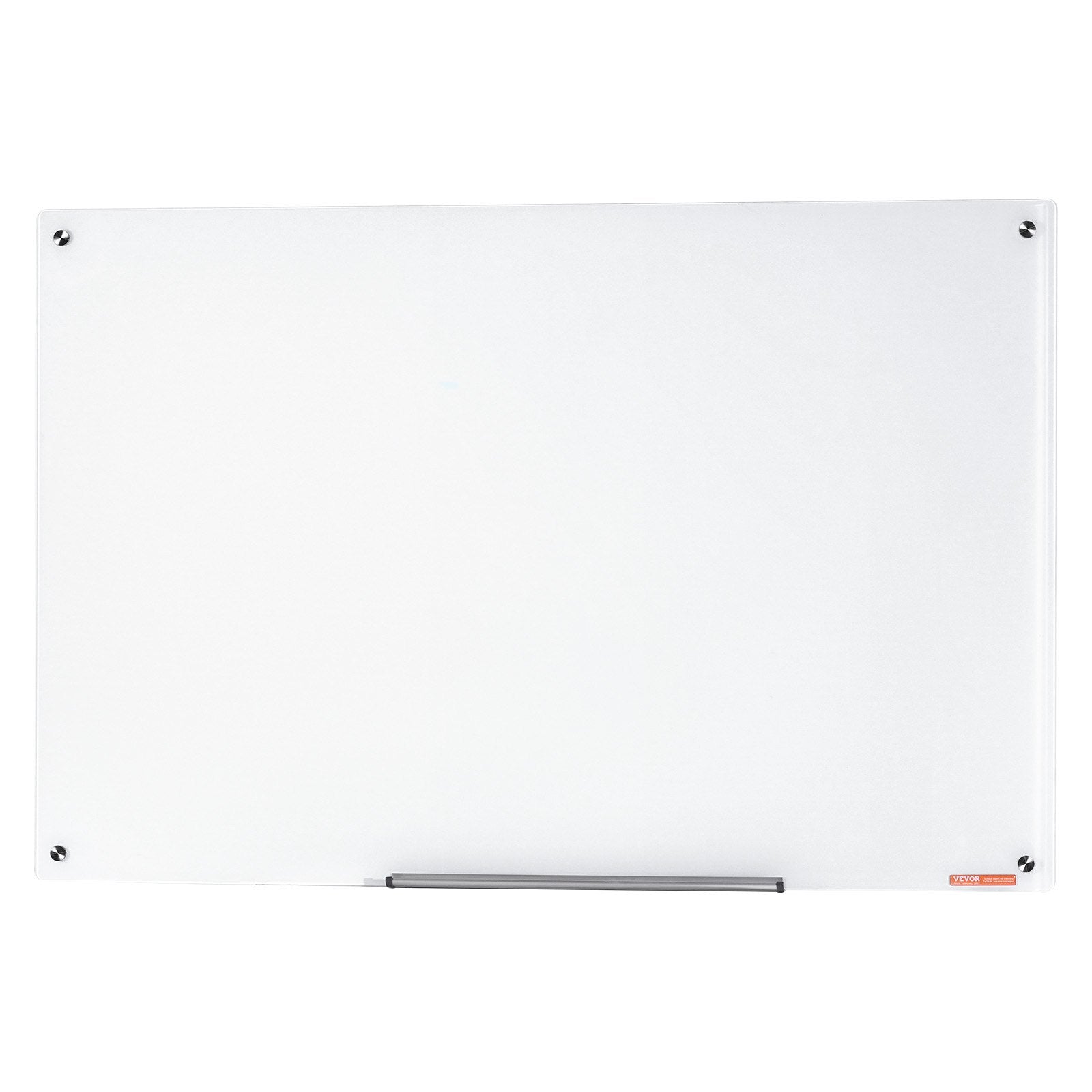 Magnetic Glass Whiteboard, Dry Erase Board 48"x32", Wall-Mounted Large White Glassboard Frameless, with Marker Tray, an Eraser and 2 Markers, White