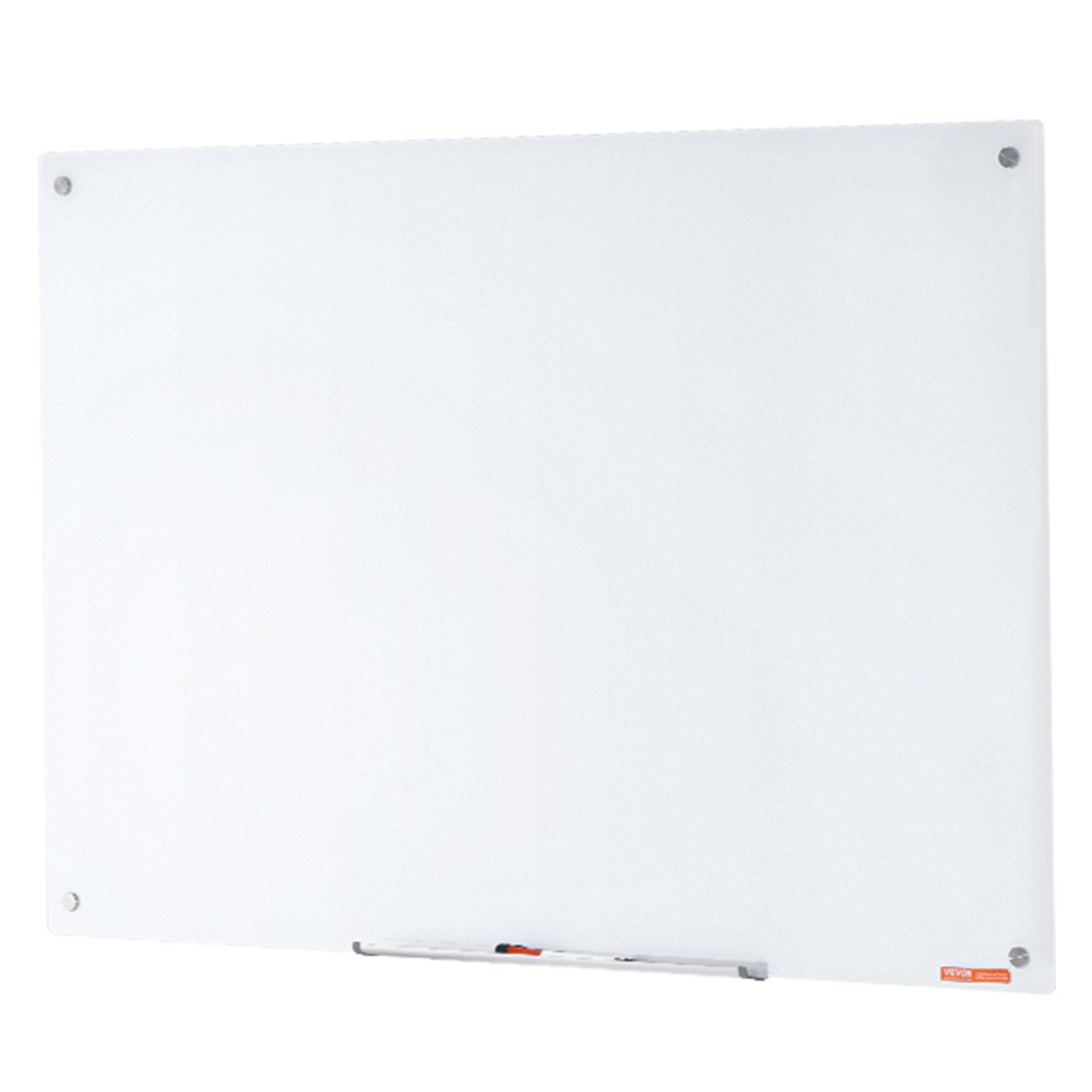 Magnetic Glass Whiteboard, Dry Erase Board 48"x32", Wall-Mounted Large White Glassboard Frameless, with Marker Tray, an Eraser and 2 Markers, White