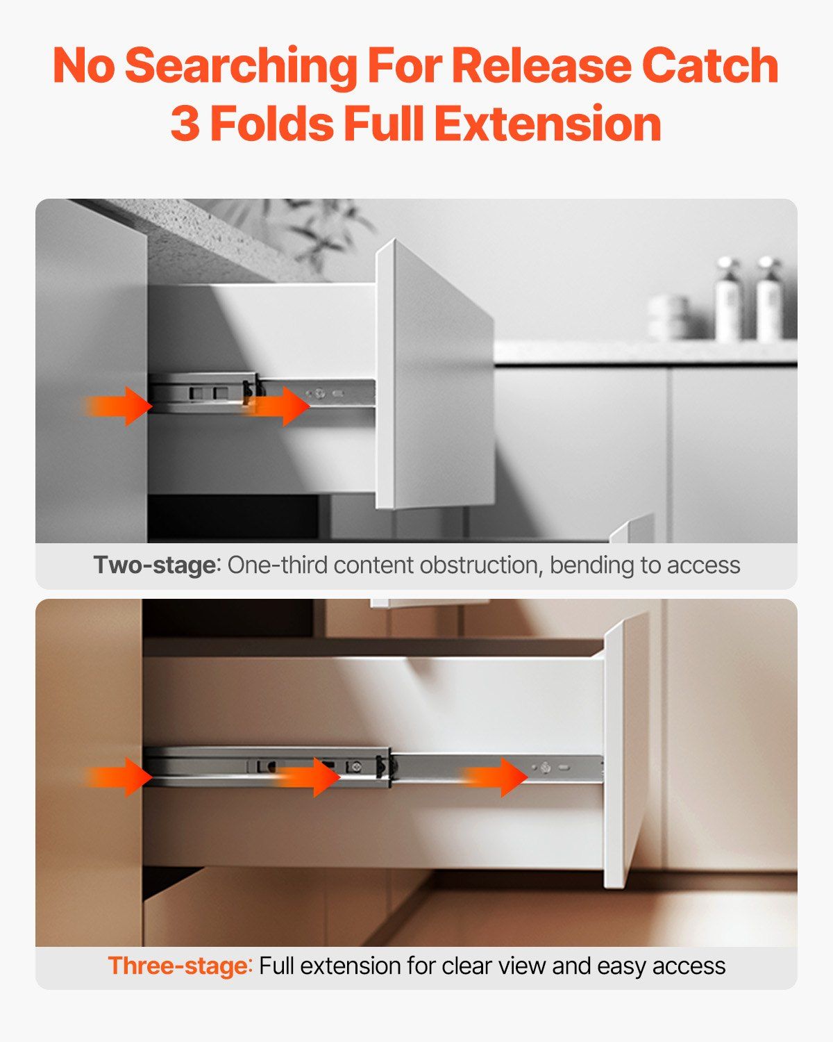Drawer Slides, 20 inch, 10 Pairs Full Extension Ball Bearing Cabinet Rails, 100 LB Load Capacity Heavy Duty Side Mount Dresser Drawer Slides, Drawer Track Runners for Kitchen DIY Replacement