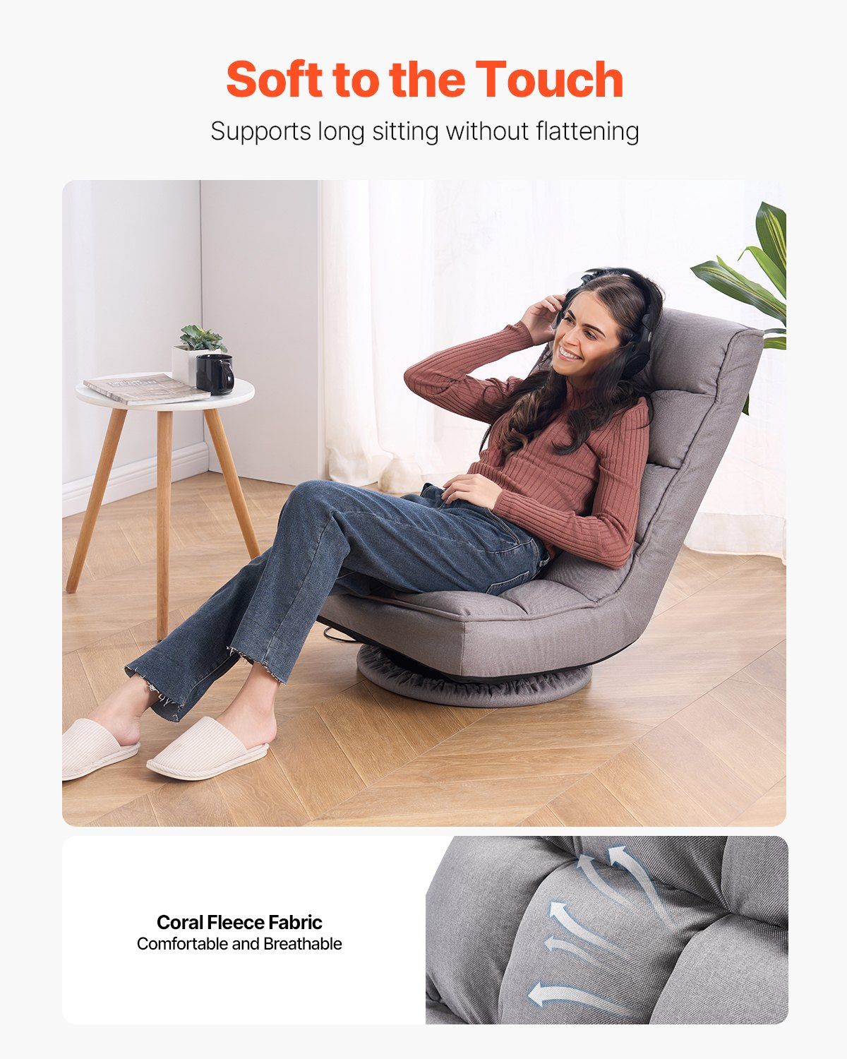 Swivel Floor Gaming Chair, Gray