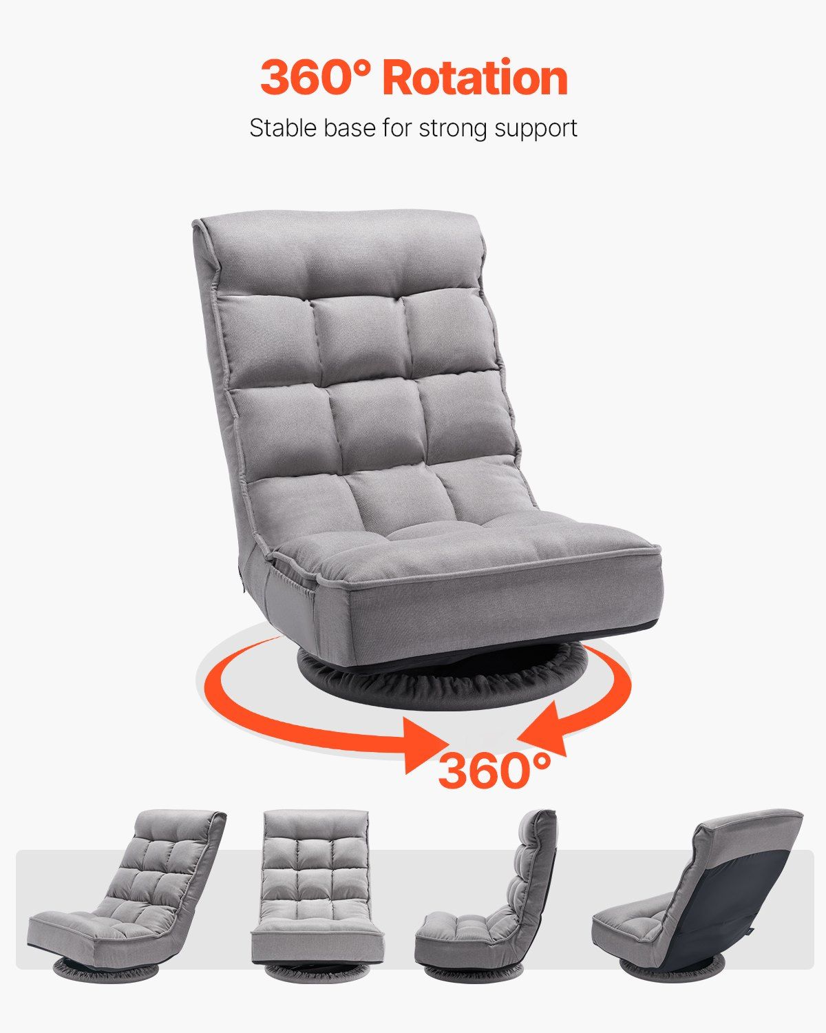 Swivel Floor Gaming Chair, Gray