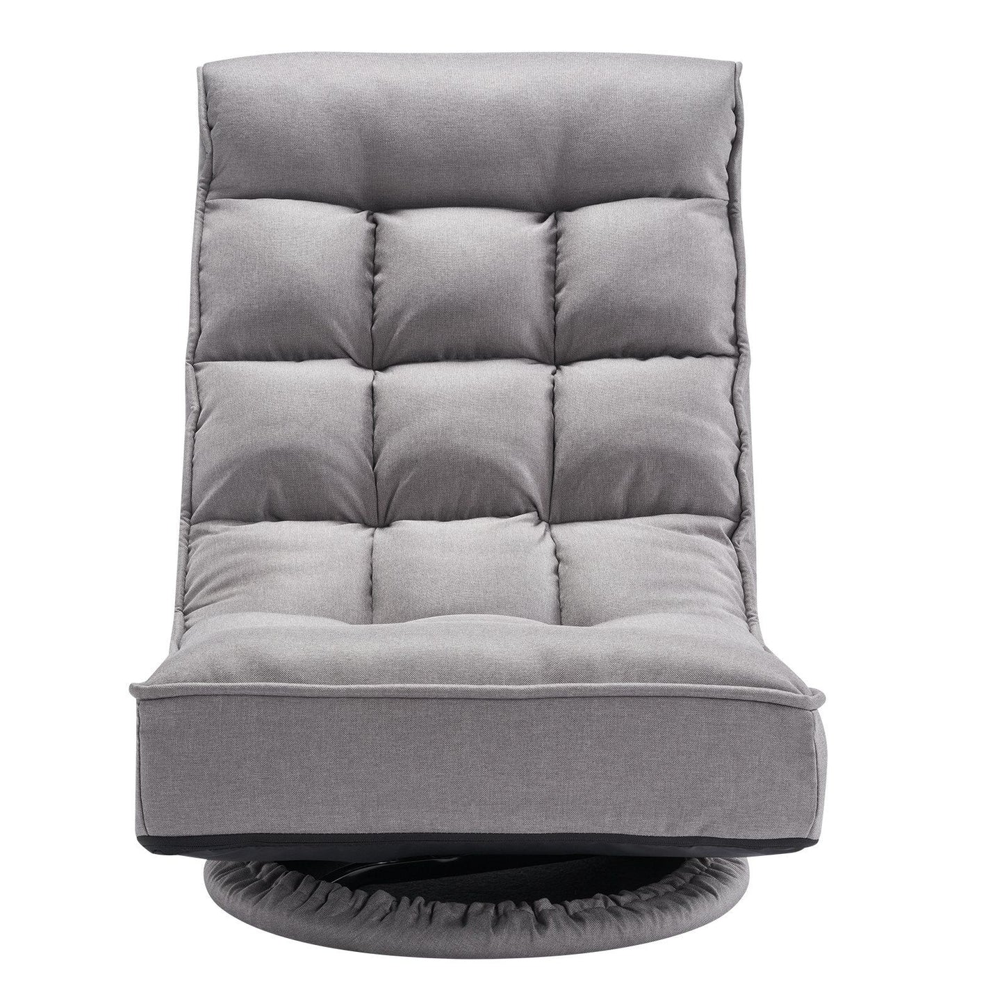 Swivel Floor Gaming Chair, 360-Degree Rotating Floor Chair with 4 Adjustable Position Folding Backrest and Lumbar Support, Folding Video Reclining Sofa for Watching TV Reading Playing Game, Gray