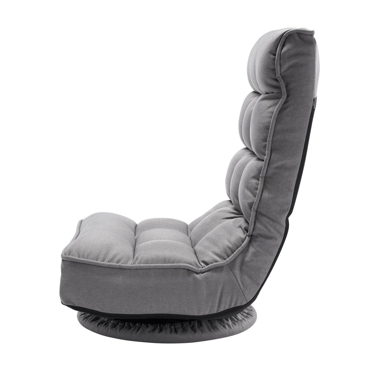 Swivel Floor Gaming Chair, 360-Degree Rotating Floor Chair with 4 Adjustable Position Folding Backrest and Lumbar Support, Folding Video Reclining Sofa for Watching TV Reading Playing Game, Gray