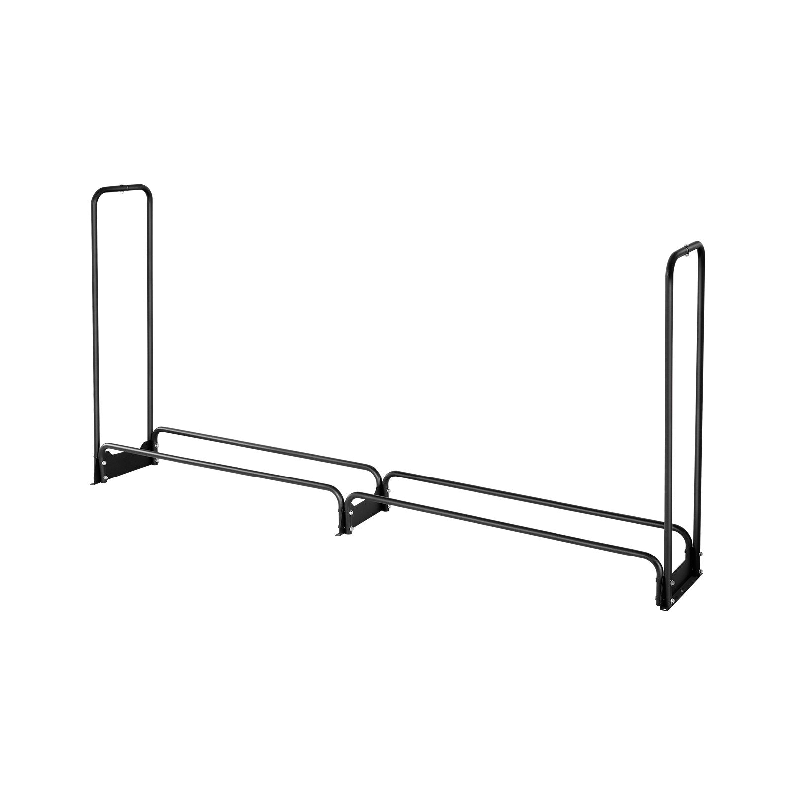 Firewood Rack with Waterproof Cover, 257 x 36 x 117 cm Outdoor Firewood Holder, 660lb Weight Capacity, 1/2 Cord Log Holder, Half-Covered, Powder-coated Wood Storage Rack for Fireplace Deck