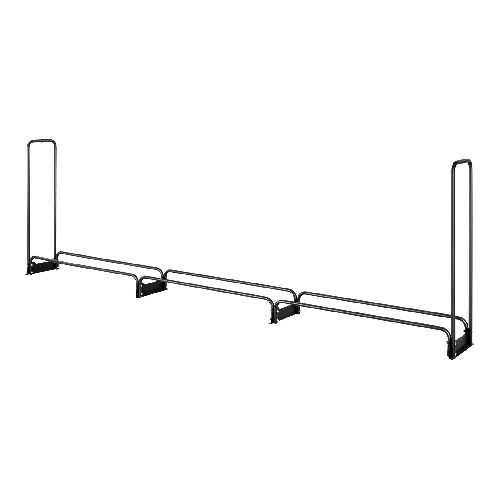 Firewood Rack with Waterproof Cover, 383 x 36 x 117 cm Outdoor Firewood Holder, 660lb Weight Capacity, 1/2 Cord Log Holder, Half-Covered, Powder-coated Wood Storage Rack for Fireplace Deck