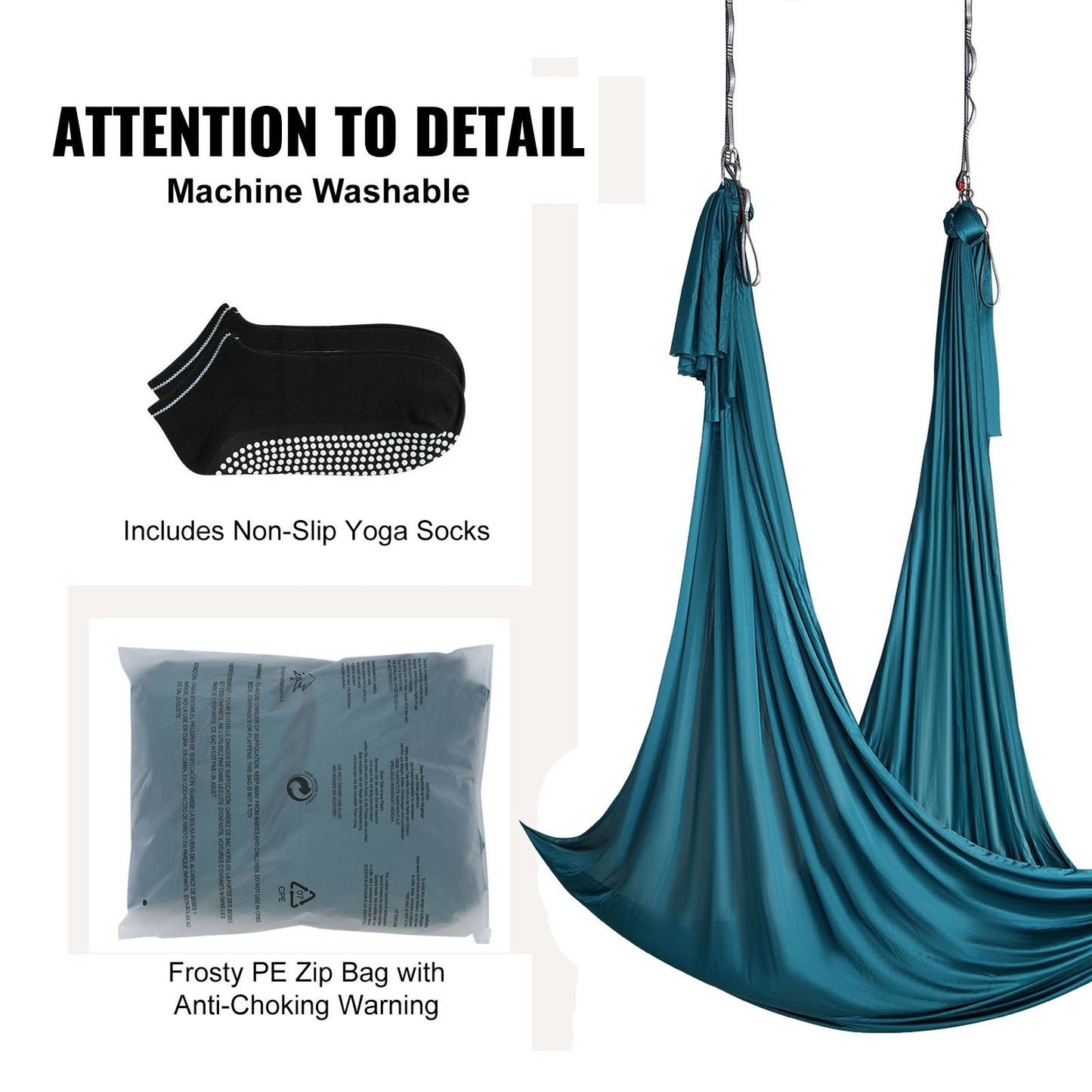 Aerial Yoga Hammock & Swing, 5 m Length Aerial Yoga Starter Kit with 100gsm Nylon Fabric, Full Rigging Hardware & Easy Set-up Guide, Antigravity Flying for All Levels Fitness Bodybuilding, Green