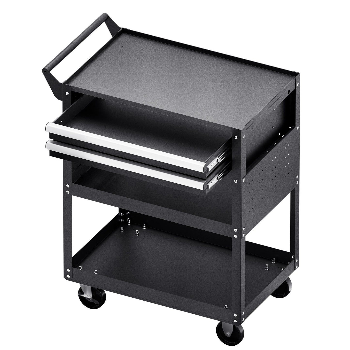 5-Tier Tool Cart with Wheels, 400 lbs Load Capacity, Rolling Work Cart with 2 Drawers & Pegboard, Mechanic Tool Storage Organizer with Locking System for Garage, Warehouse and Repair Shop, Black