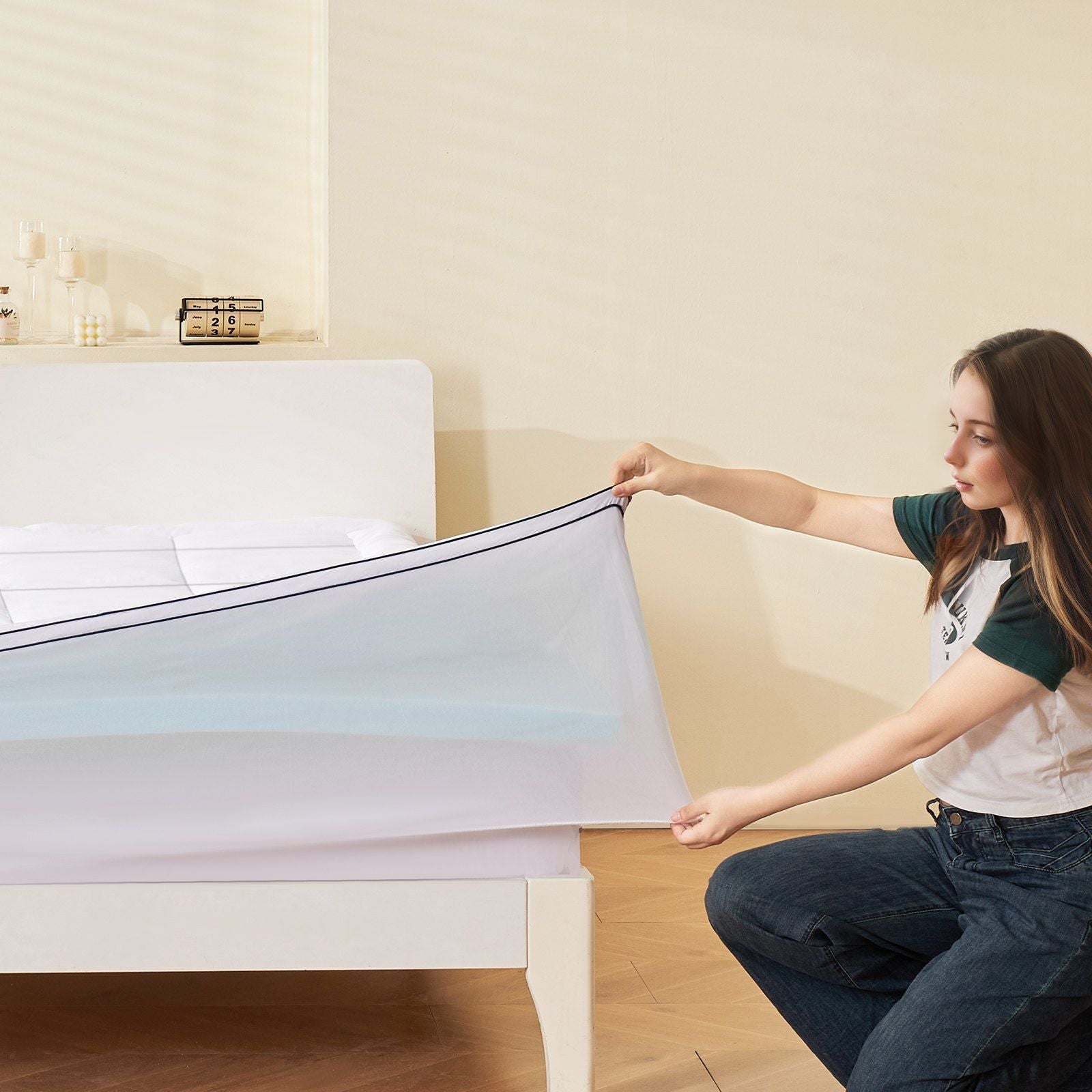 Mattress Topper, Queen Size, 76.2 mm Thickness, Memory Foam, Fiber Fill, Detachable & Washable, Ergonomically Designed for Pressure Relief, Comfortable Cooling & Breathable, for Hot Sleepers