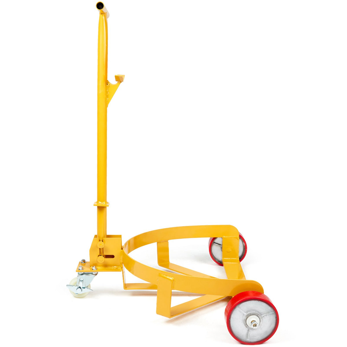 250L Drum Dolly, 544 kg Load Capacity, Barrel Dolly Cart Drum Caddy Round Dolly Steel Low Profile, Heavy Duty Steel Frame with Adjustable Handle 3 Wheels, for Workshop Factory Warehouse