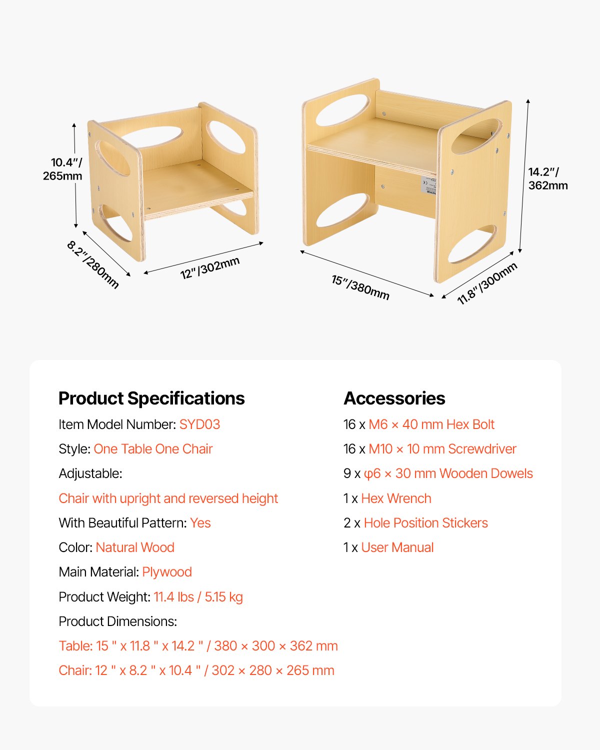 Montessori Weaning Table and Chair Set, Wooden Toddler Table and Chair Set for Aged 1-5, Adjustable Height Kids Montessori Chair and Activity Table, Ideal for Reading, Eating, Playing - Natural
