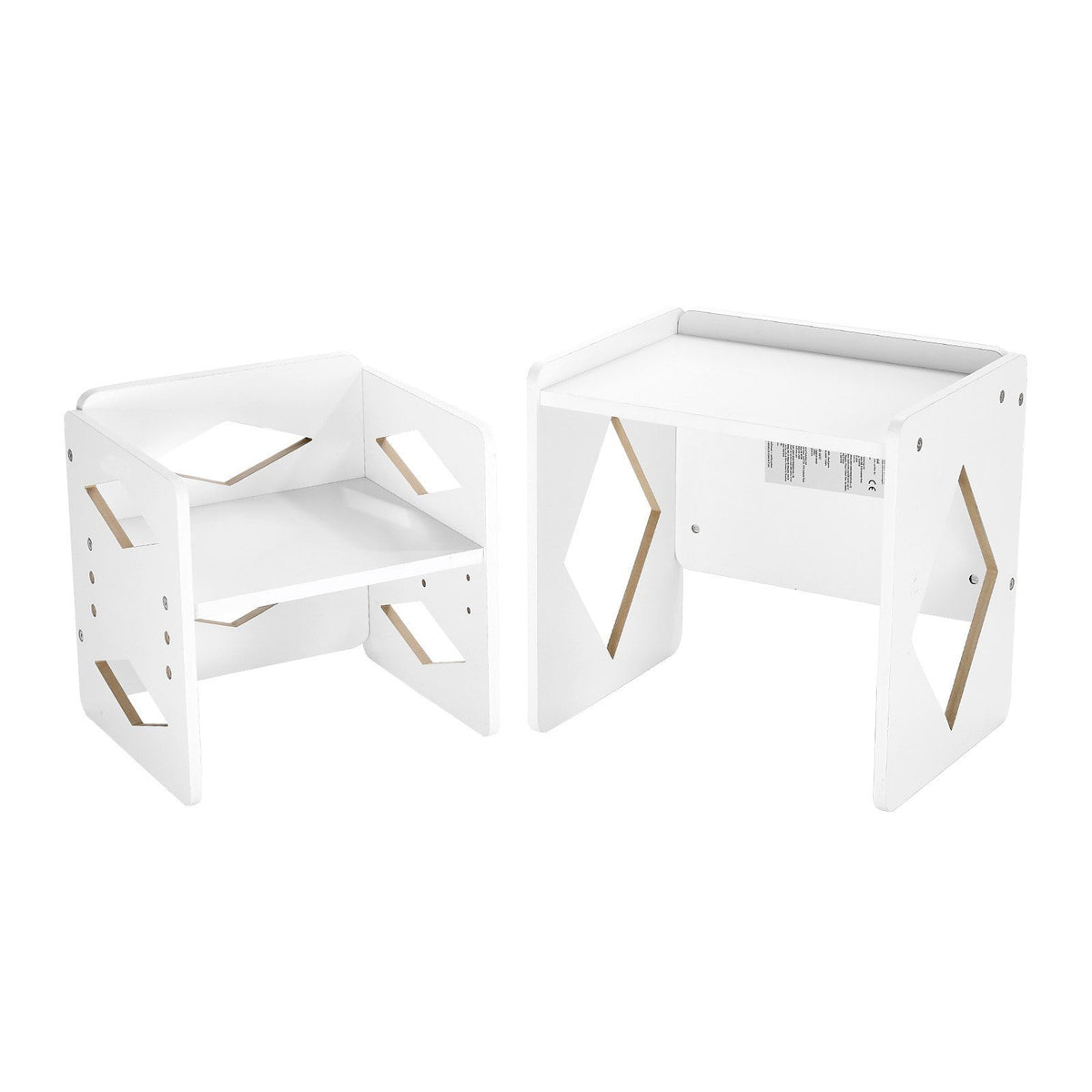 Montessori Weaning Table and Chair Set, Wooden Toddler Table and Chair Set for Aged 1-5, Adjustable Height Kids Montessori Chair and Activity Table, Ideal for Reading, Eating, Playing - White