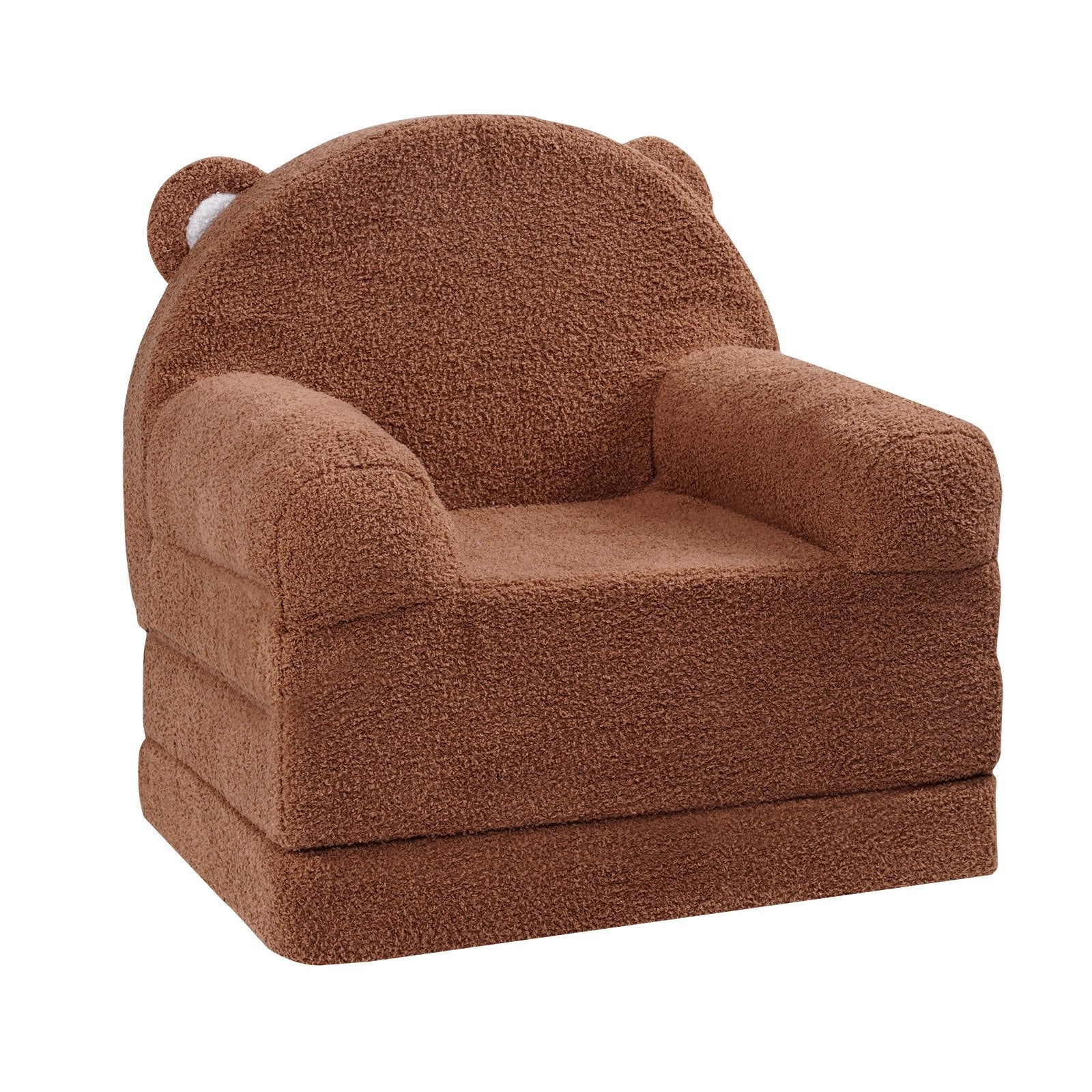 Baby Chair Foldable 2-in-1 Baby Lounger Couch Cartoon Kids Sofa Brown