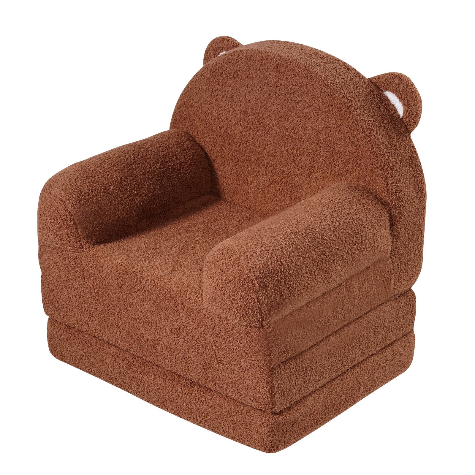 Baby Chair Foldable 2-in-1 Baby Lounger Couch Cartoon Kids Sofa Brown